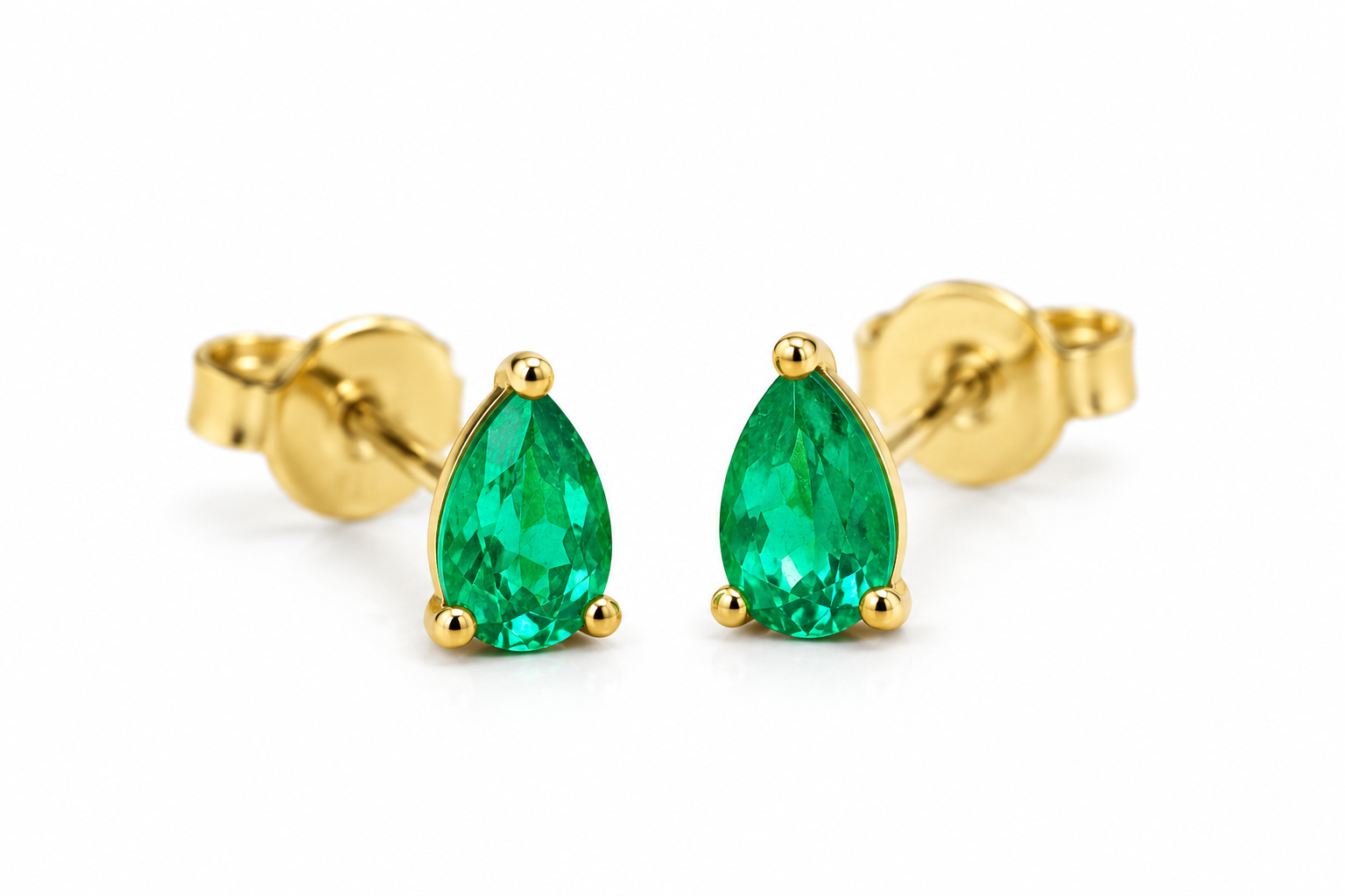 Brinco Solitário Gota | Ouro Amarelo 18K com Esmeralda
