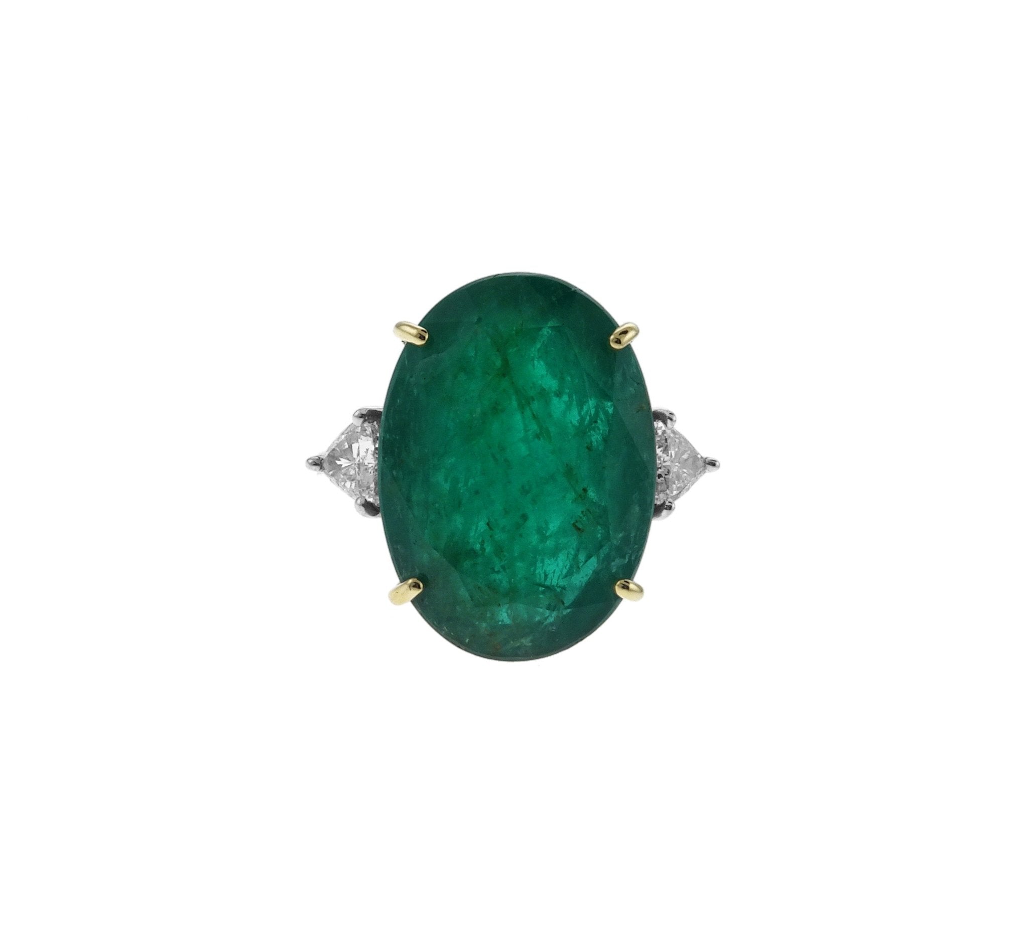 Anel Especial De Ouro Amarelo E Branco 18K E Diamante E Esmeralda - Jack Vartanian - Alta Joalheria