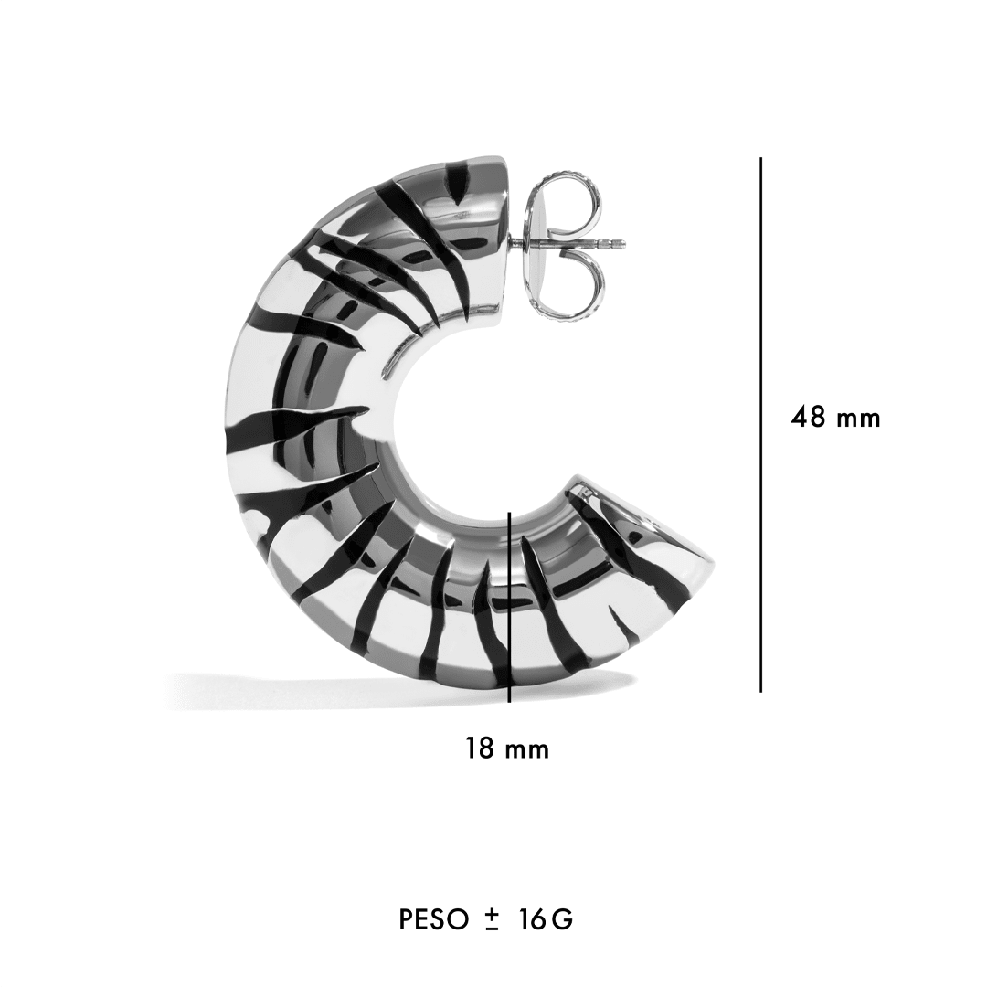 Brinco Argola Zebra | Prata com Ouro Branco 18k - Jack Vartanian - Argolas