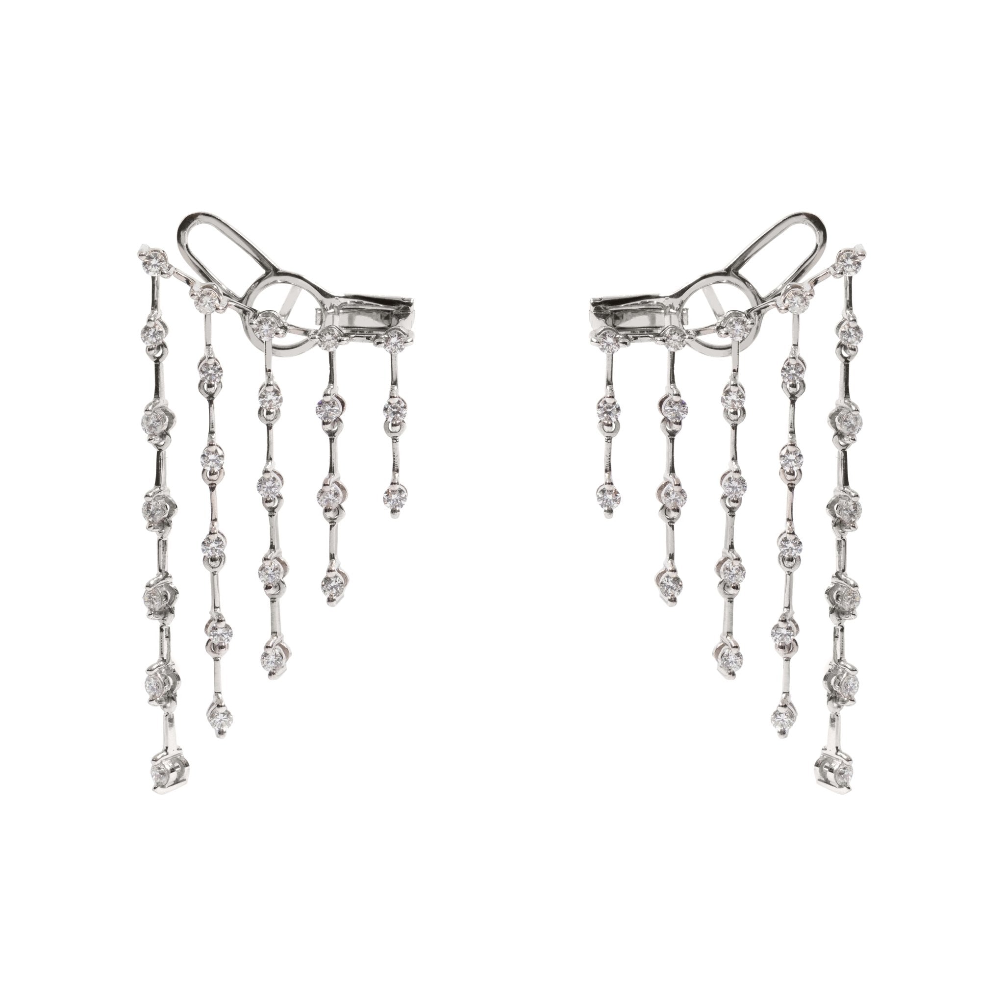 Brinco Diamond Fringe | Ouro Branco 18K e Diamantes - Jack Vartanian - Alta Joalheria