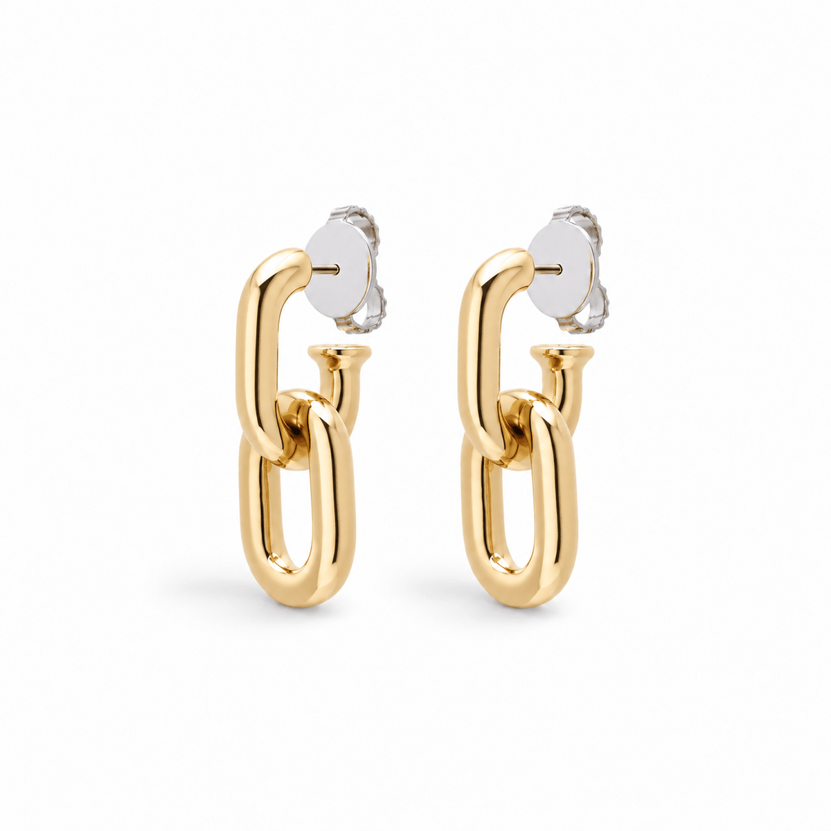 Brinco Dois Elos Pop Chain - P | Prata Com Ouro Amarelo 18k - Jack Vartanian - Longos E Franjas