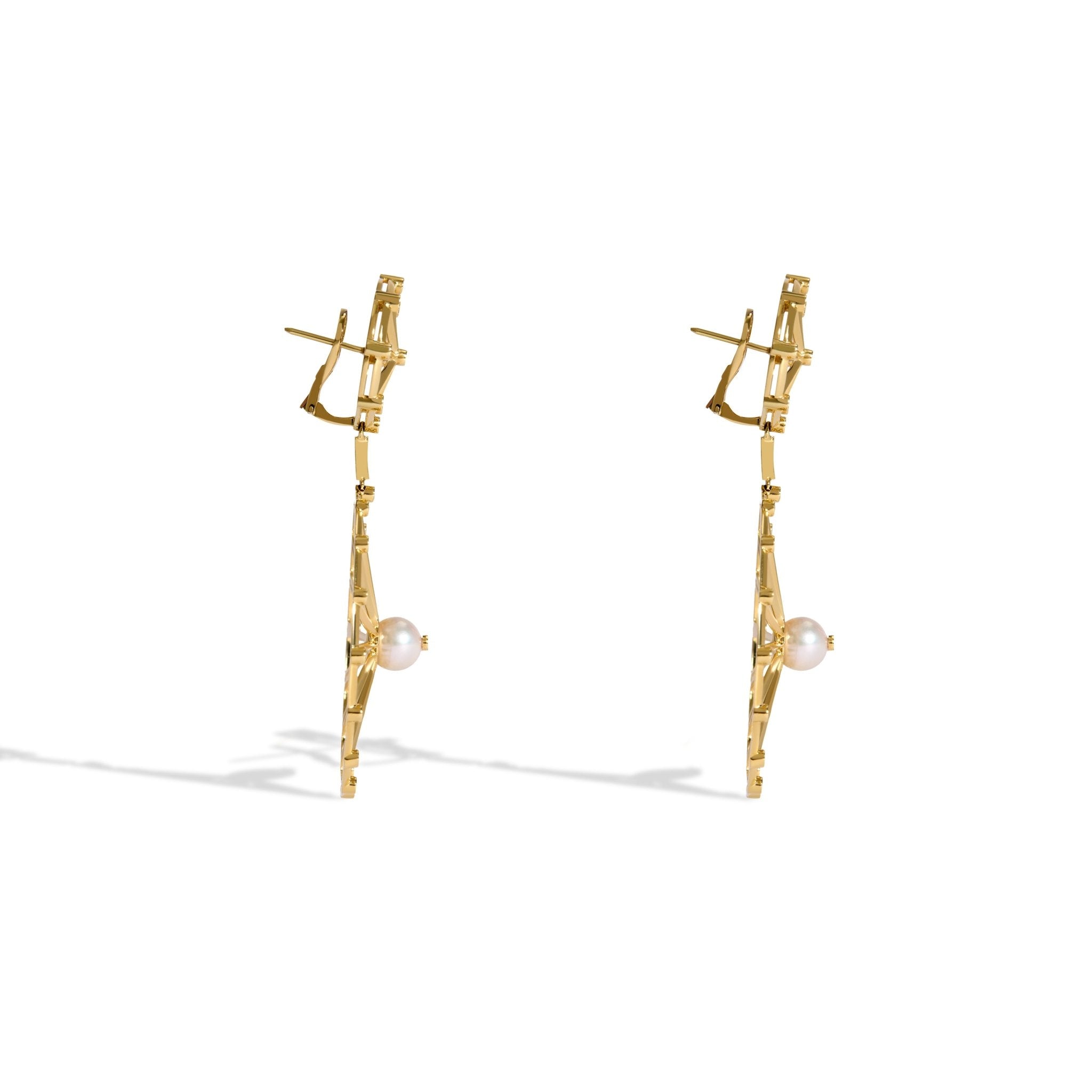 BRINCO SHINE DUPLO | OURO AMARELO 18K COM PÉROLA E DIAMANTES - Jack Vartanian - Cravejados