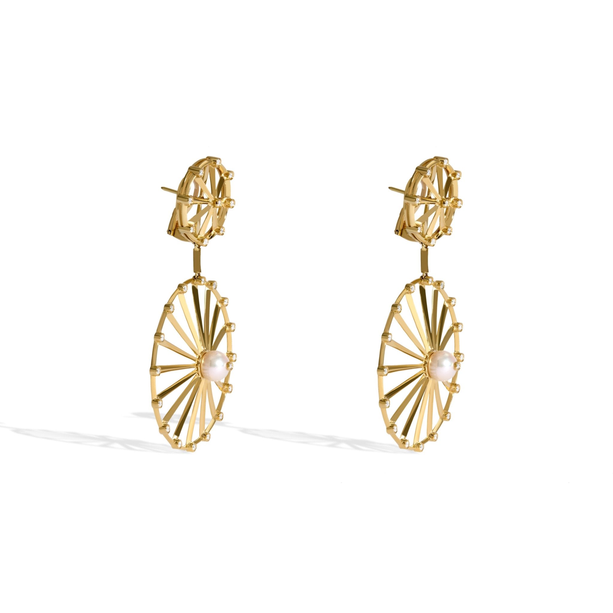 BRINCO SHINE DUPLO | OURO AMARELO 18K COM PÉROLA E DIAMANTES - Jack Vartanian - Cravejados