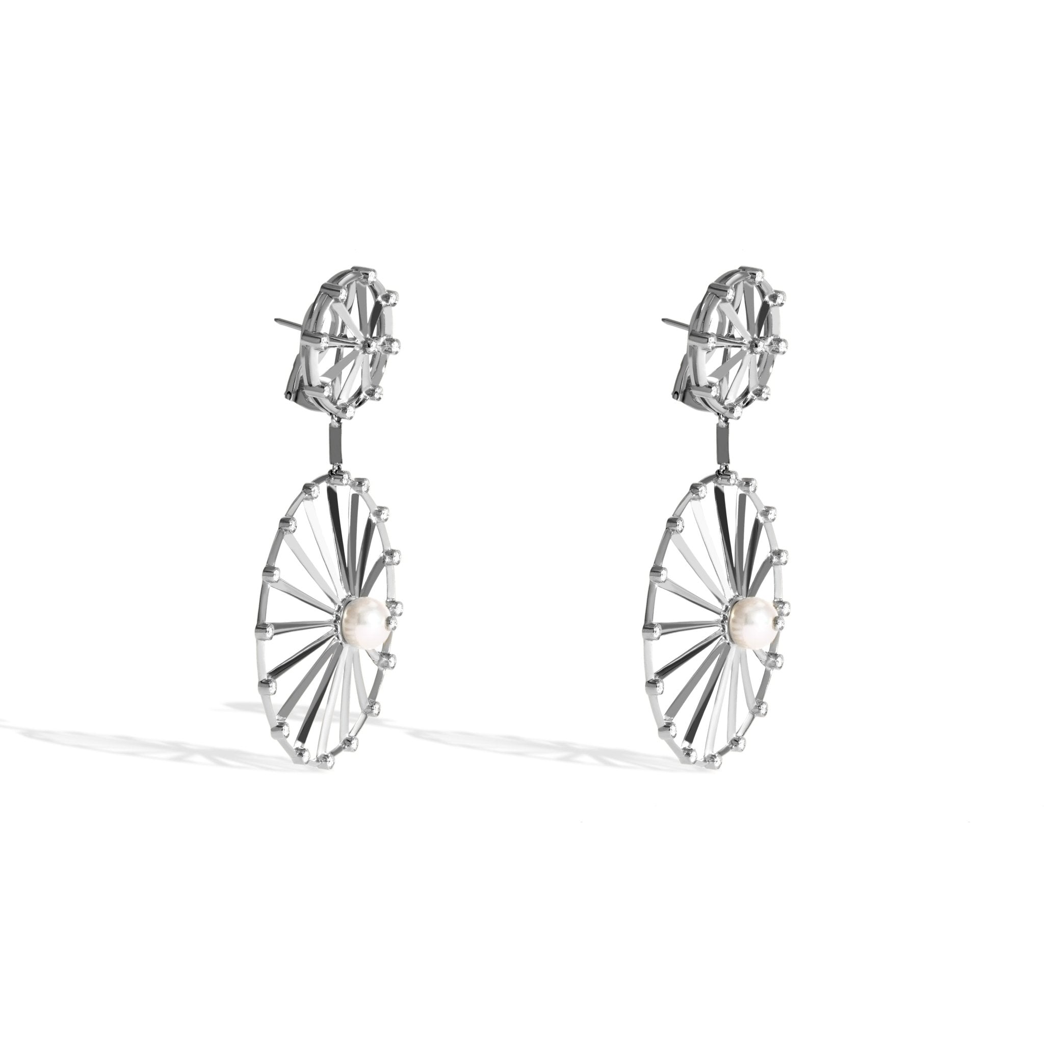 BRINCO SHINE DUPLO | OURO BRANCO 18K COM PÉROLA E DIAMANTES - Jack Vartanian - Cravejados