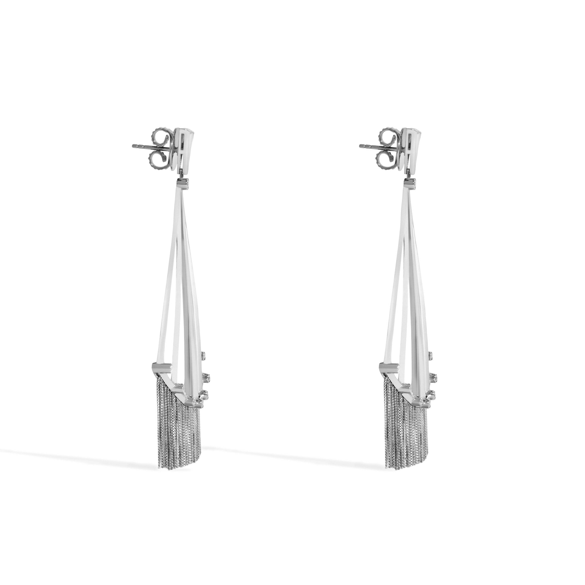 BRINCO SHINE FRANJA | OURO BRANCO 18K COM DIAMANTES - Jack Vartanian - Longos E Franjas