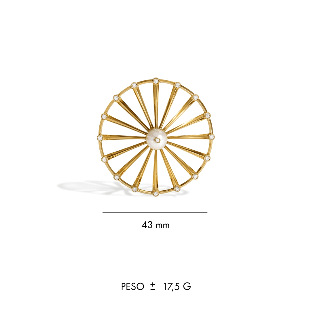 BRINCO SHINE M | OURO AMARELO 18K COM PÉROLA E DIAMANTES - Jack Vartanian - Lóbulo