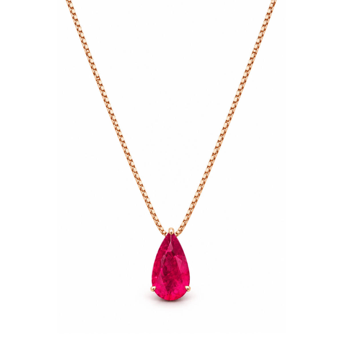 Colar Especial Solitário Gota | Ouro Rosa 18K com Rubi - Jack Vartanian - Alta Joalheria