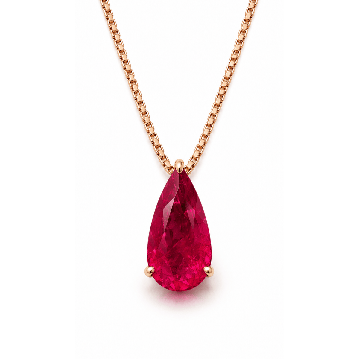Colar Especial Solitário Gota | Ouro Rosa 18K com Rubi - Jack Vartanian - Alta Joalheria