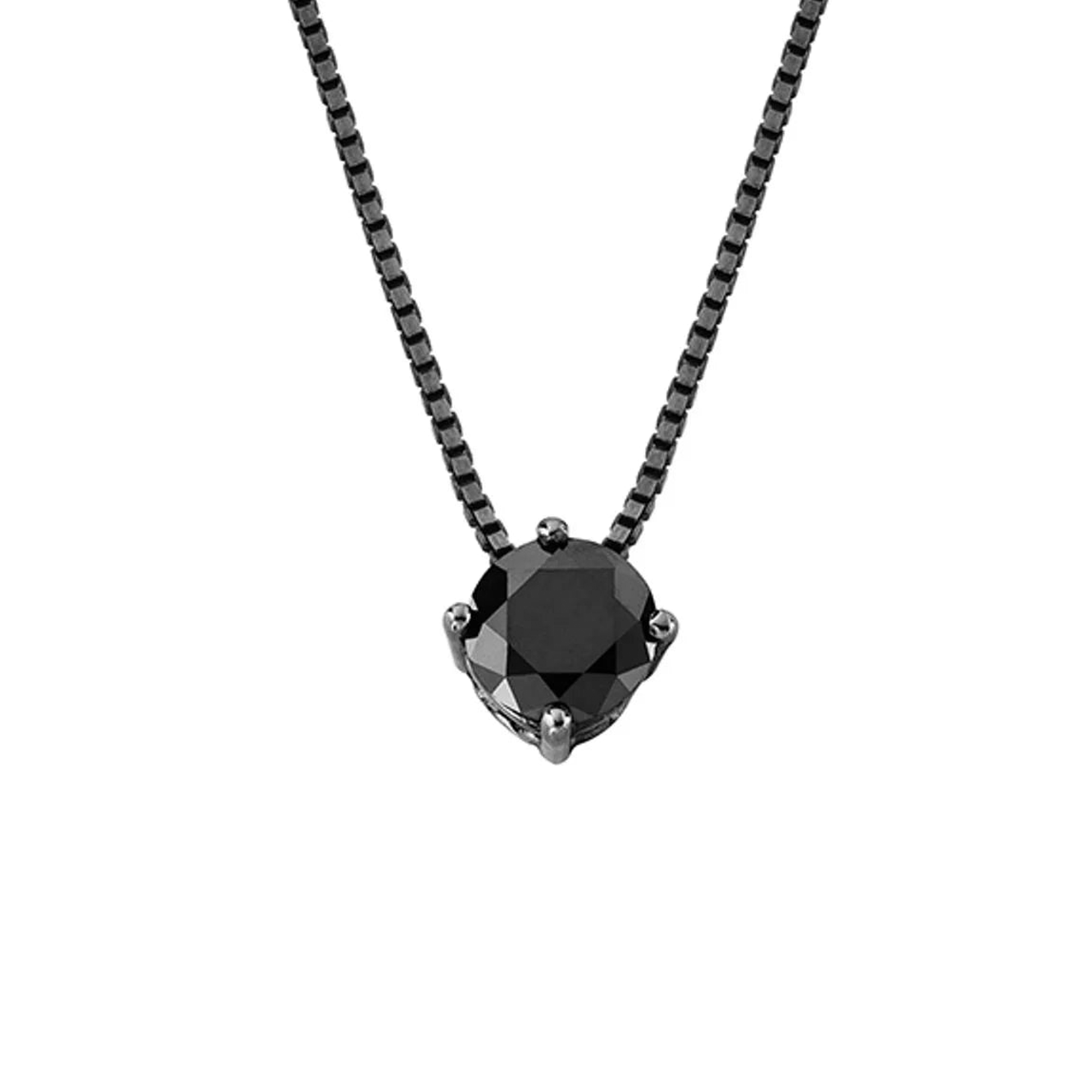Colar JV MAN De Ouro Branco 18K Com Ródio Negro E Diamante Negro - P - Jack Vartanian - Solitarios