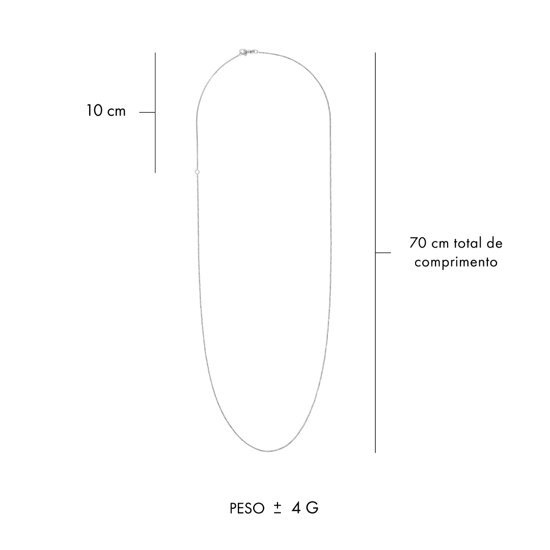 Corrente Você - 70cm | Ouro Branco 18K - Jack Vartanian - Veneziana