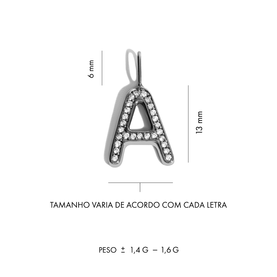 Pingente Você - M | Ouro Branco 18K com Ródio Negro e Diamantes - Jack Vartanian - Letras
