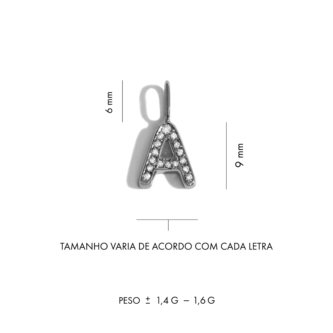 Pingente Você - P | Ouro Branco 18K com Ródio Negro e Diamantes - Jack Vartanian - Letras