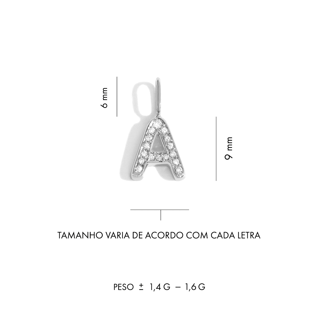 Pingente Você - P | Ouro Branco 18K e Diamantes - Jack Vartanian - Letras