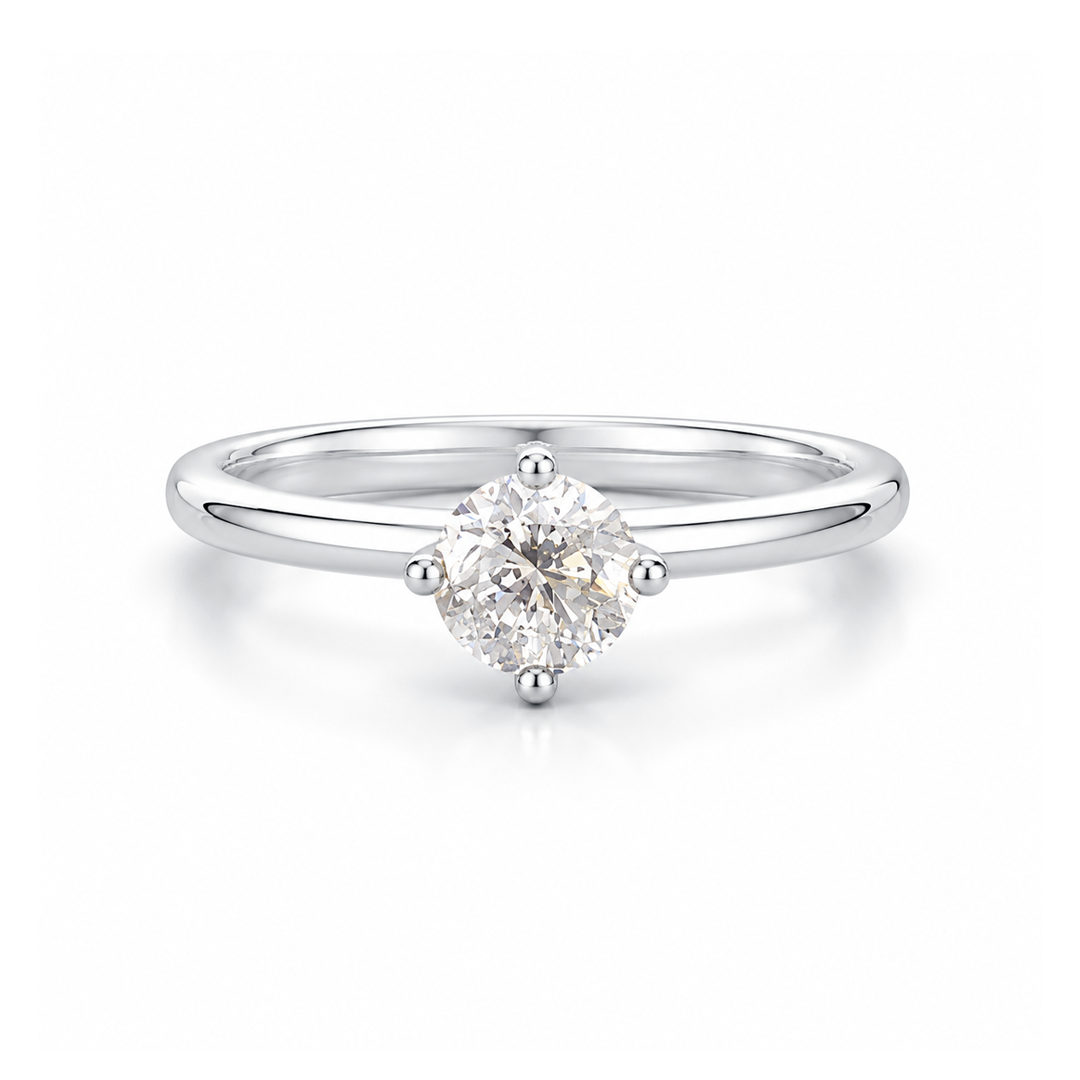 Special 18K White Gold and Solitaire Diamond Ring