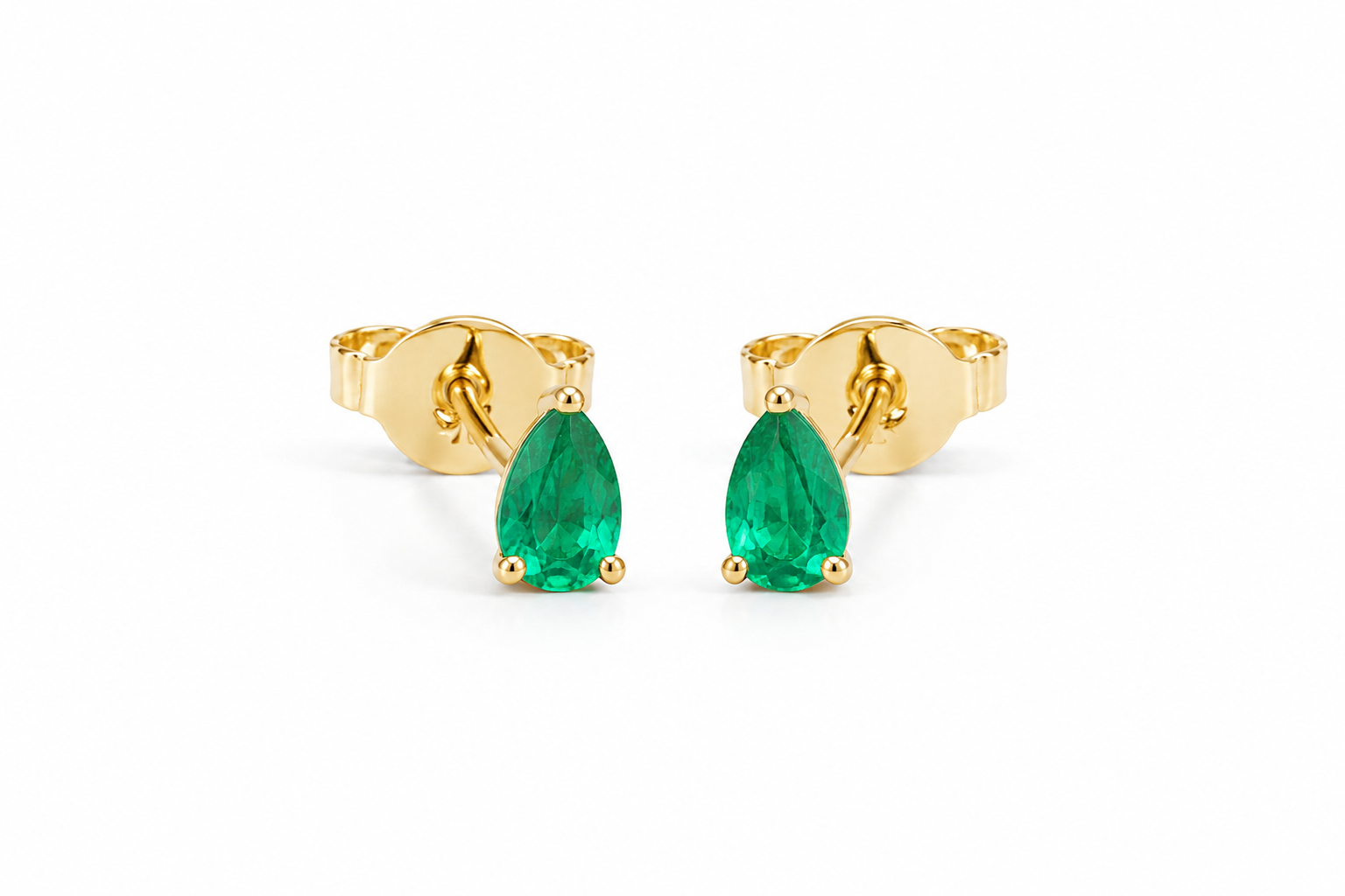Brinco Solitário Gota | Ouro Amarelo 18K com Esmeralda