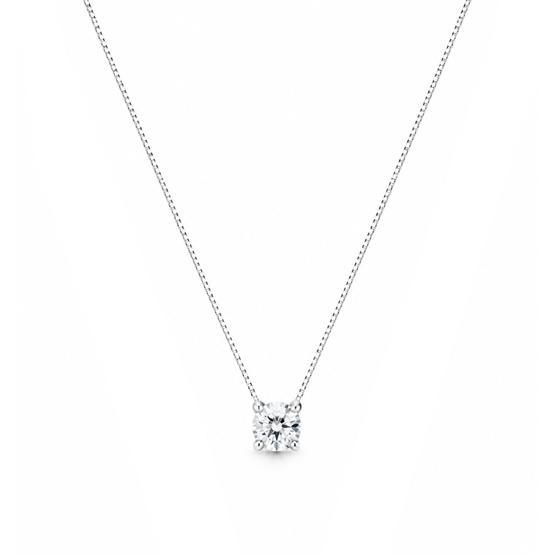 Special 18K White Gold and Solitaire Diamond Necklace