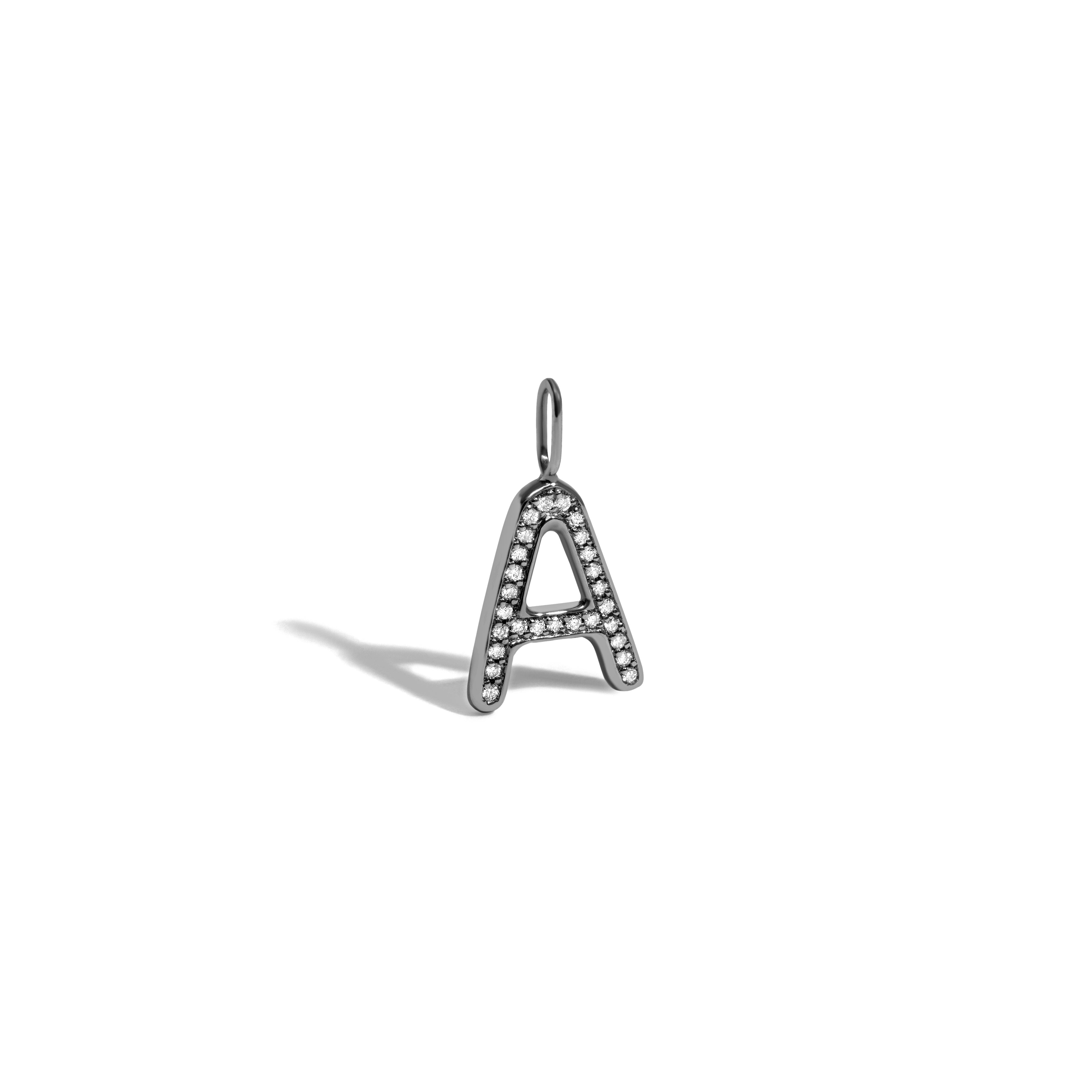 You Pendant - M | 18K White Gold with Black Rhodium and Diamonds