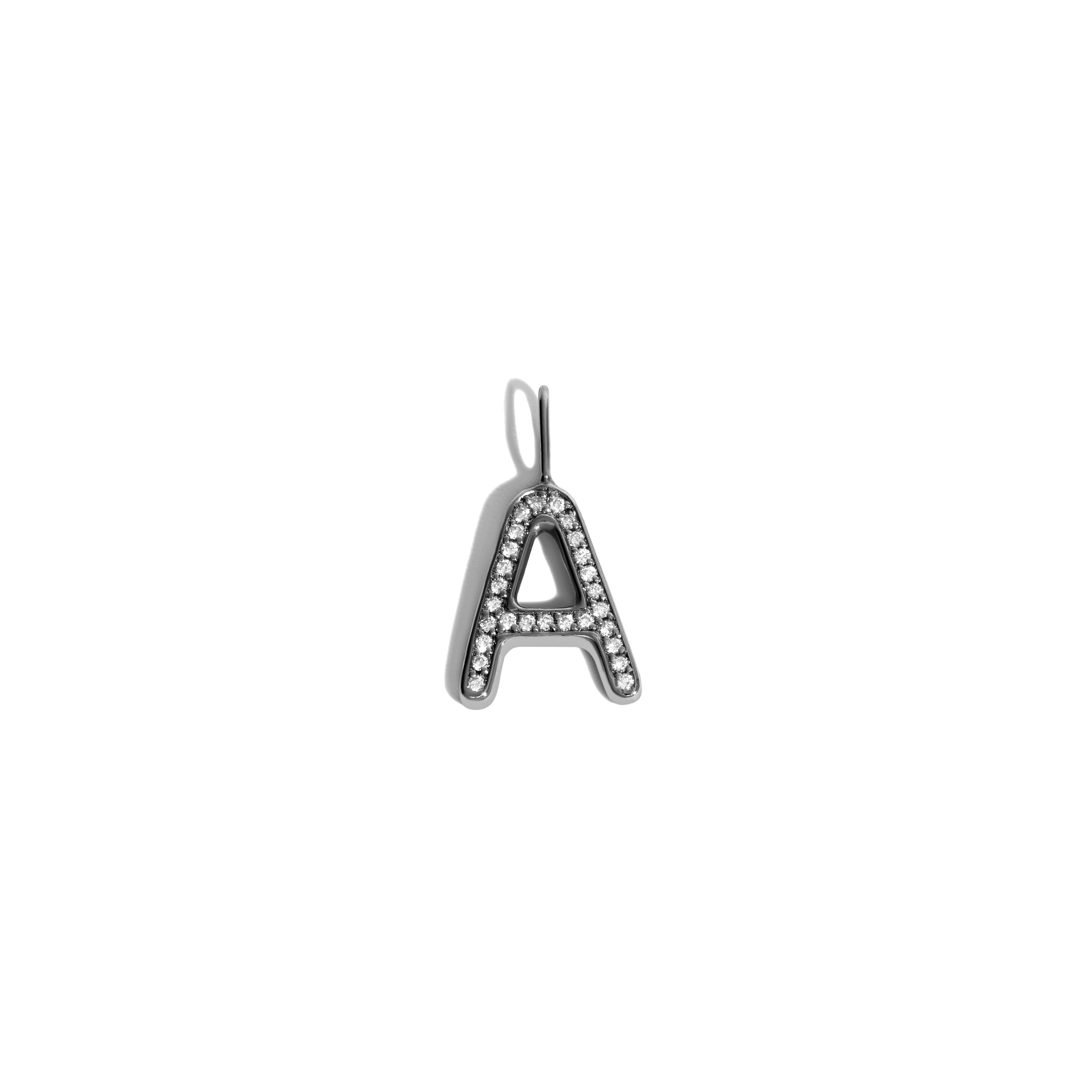 You Pendant - M | 18K White Gold with Black Rhodium and Diamonds