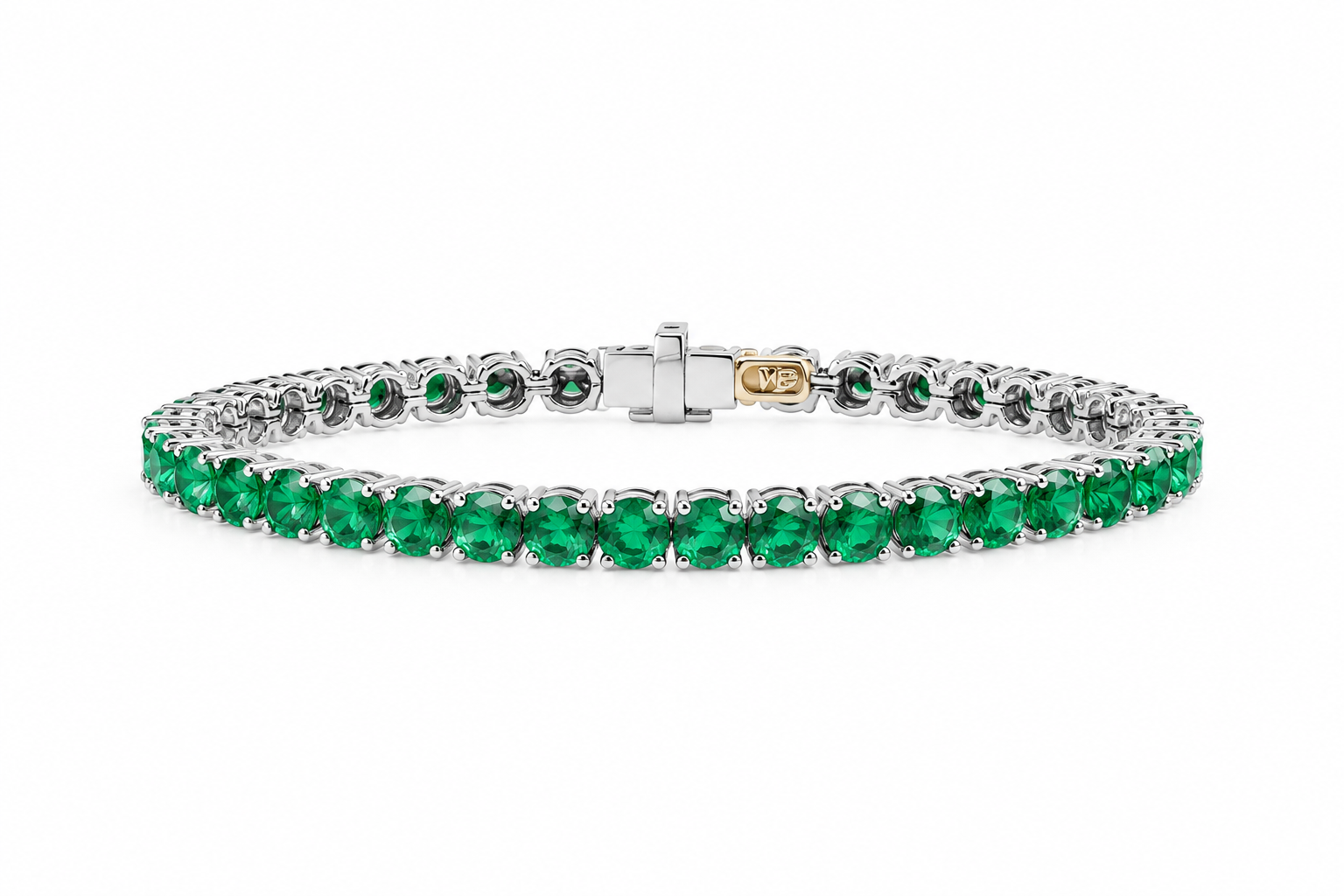 18K White Gold Rock Star Bracelet with Black Rhodium and Emerald