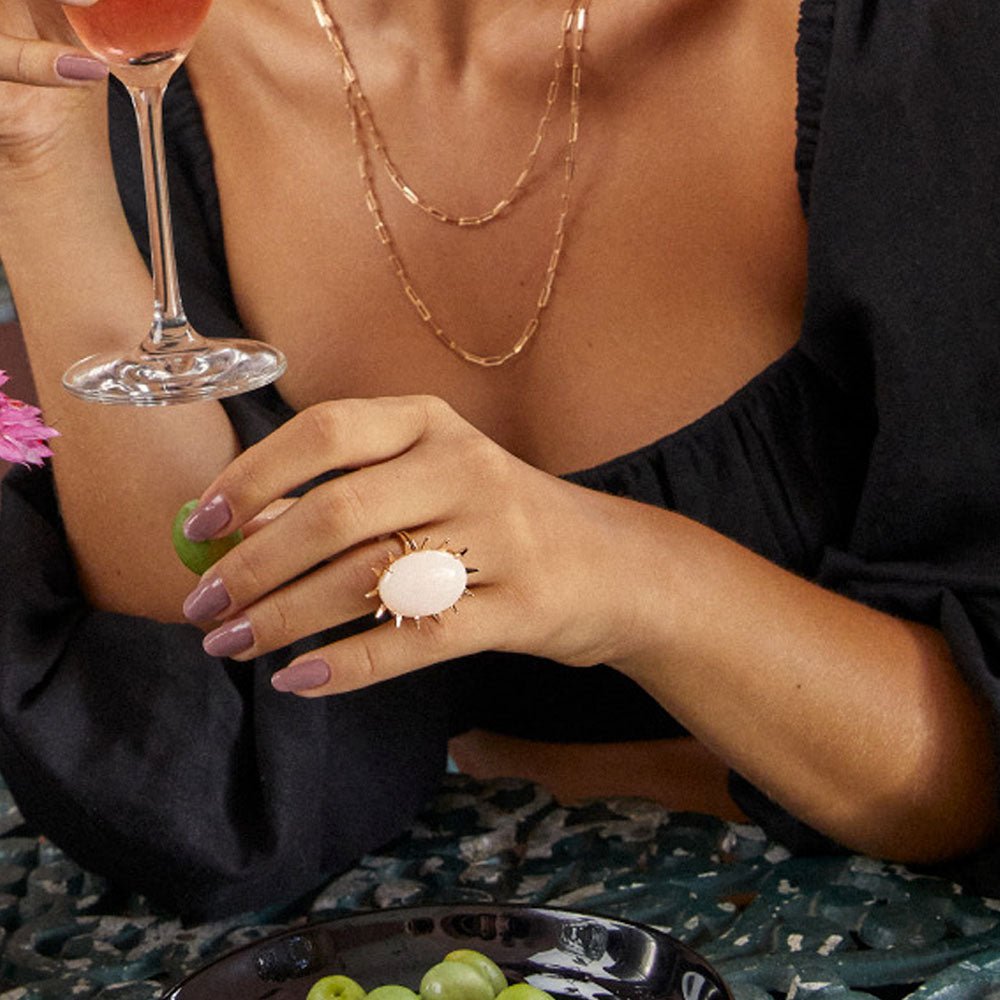 Anel Dolce Vita | Ouro Rosa 18K com Opala - Jack Vartanian - Cocktail