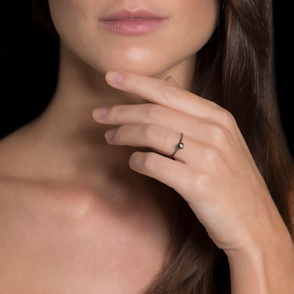 Anel First Diamond | Ouro Branco 18K E Diamante - Jack Vartanian - Solitarios