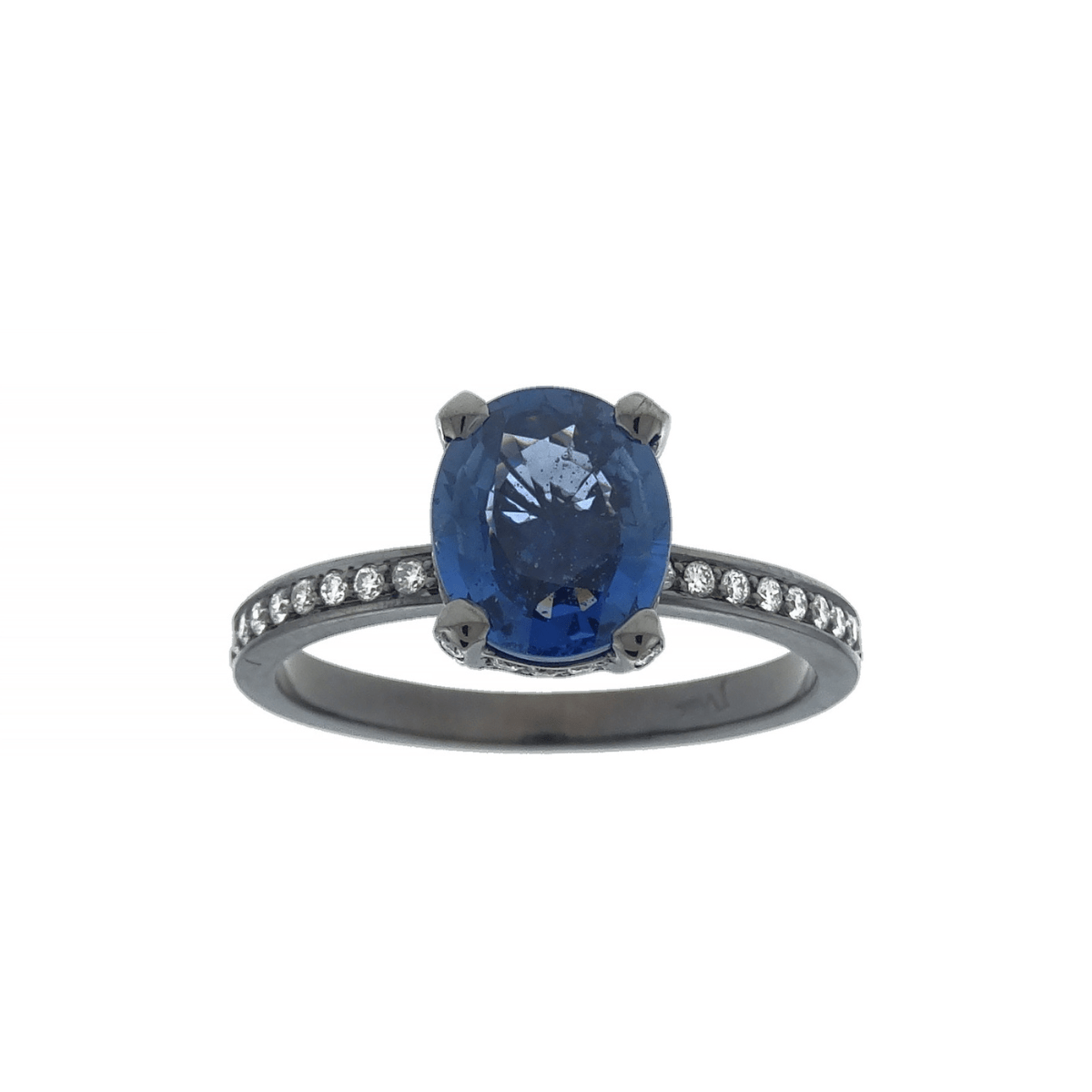 Anel Mães 2013 | Ouro Branco 18K Com Ródio Negro, Diamante E Safira - Jack Vartanian - Solitarios