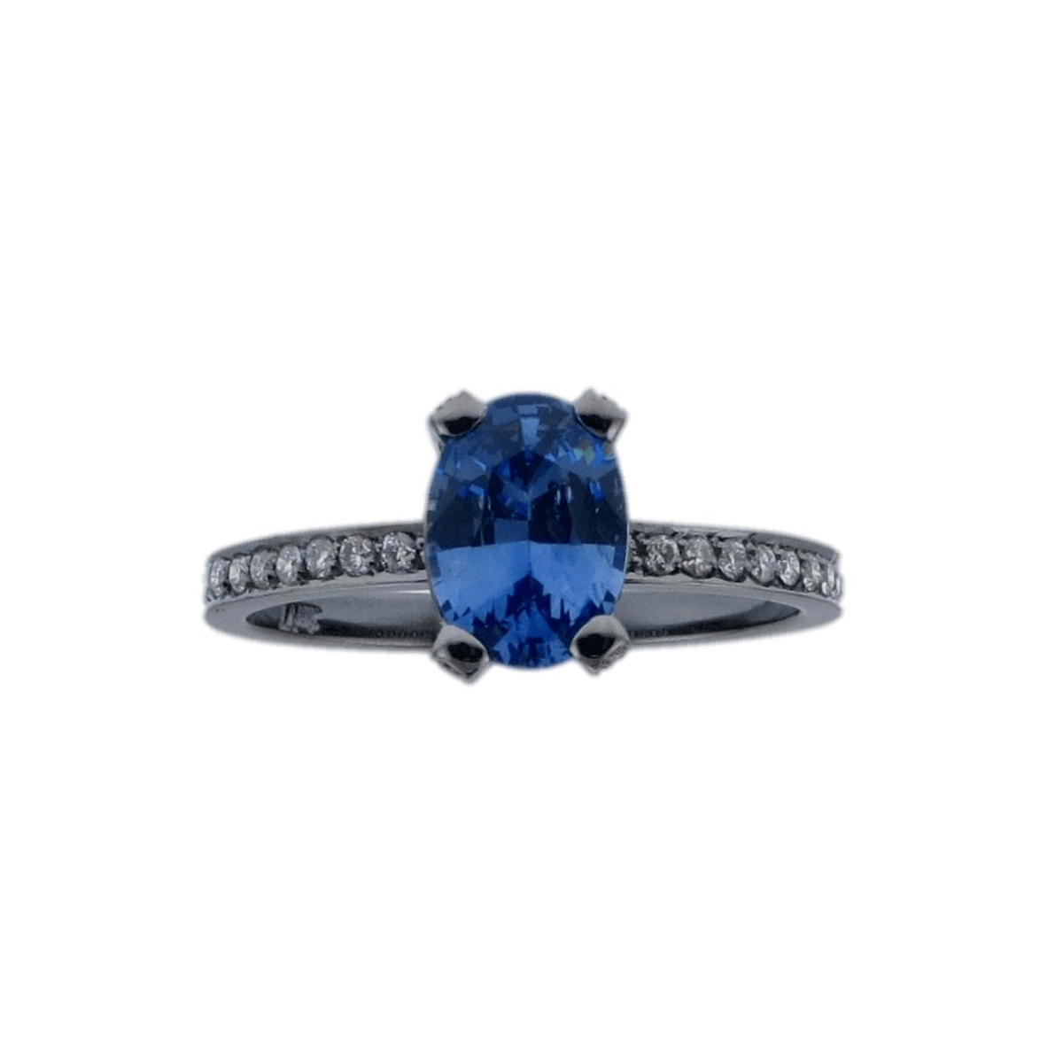 Anel Mães 2013 | Ouro Branco 18K Com Ródio Negro, Diamante E Safira - Jack Vartanian - Solitarios