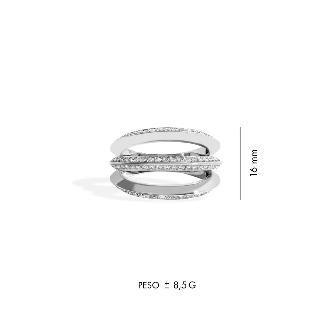 ANEL SHINE TRIPLO | OURO BRANCO 18K COM DIAMANTES - Jack Vartanian - Cravejados