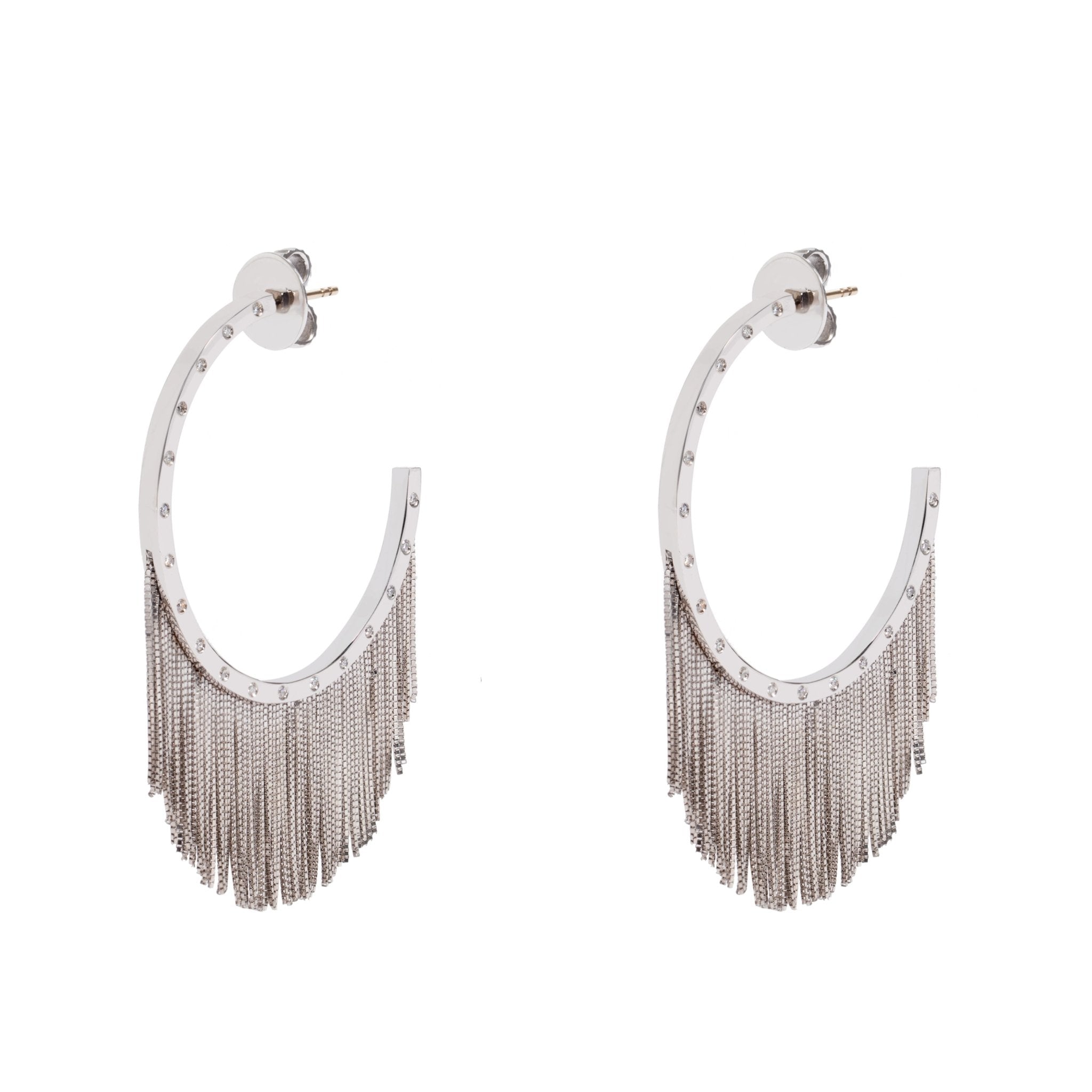 Argola Power Fringe New Vintage | Ouro Branco 18K com Diamantes - Jack Vartanian - Alta Joalheria