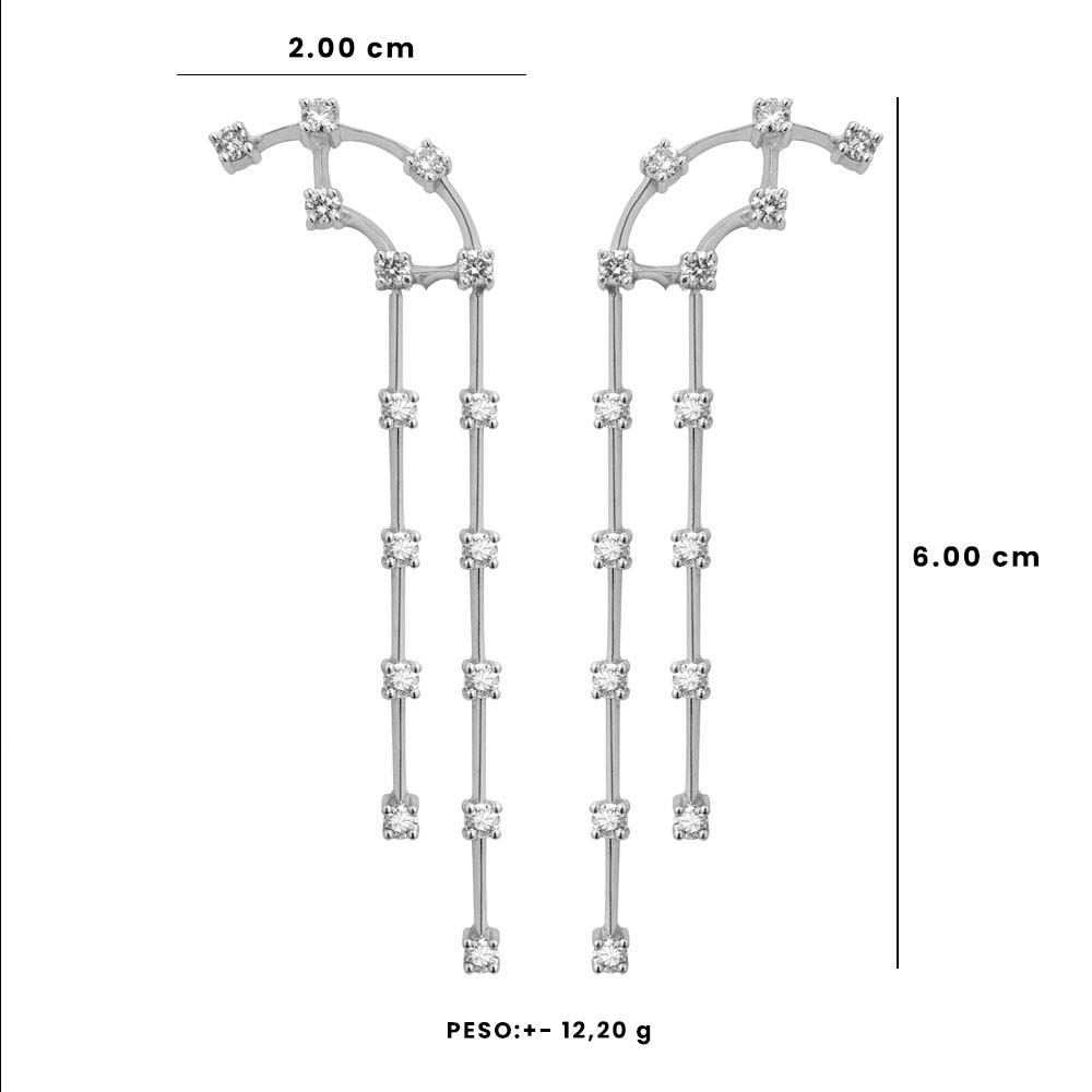 Brinco Celebrate Duo | Ouro Branco 18K e Diamantes - Jack Vartanian - Alta Joalheria