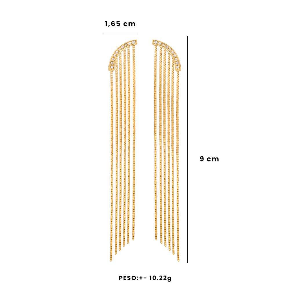 Brinco Celebrate Franja | Ouro Amarelo 18K e Diamantes - Jack Vartanian - Longos E Franjas