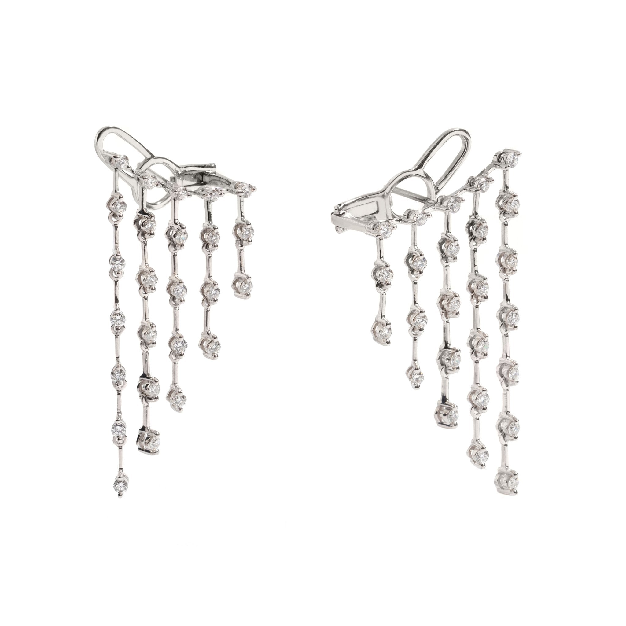 Brinco Diamond Fringe | Ouro Branco 18K e Diamantes - Jack Vartanian - Alta Joalheria