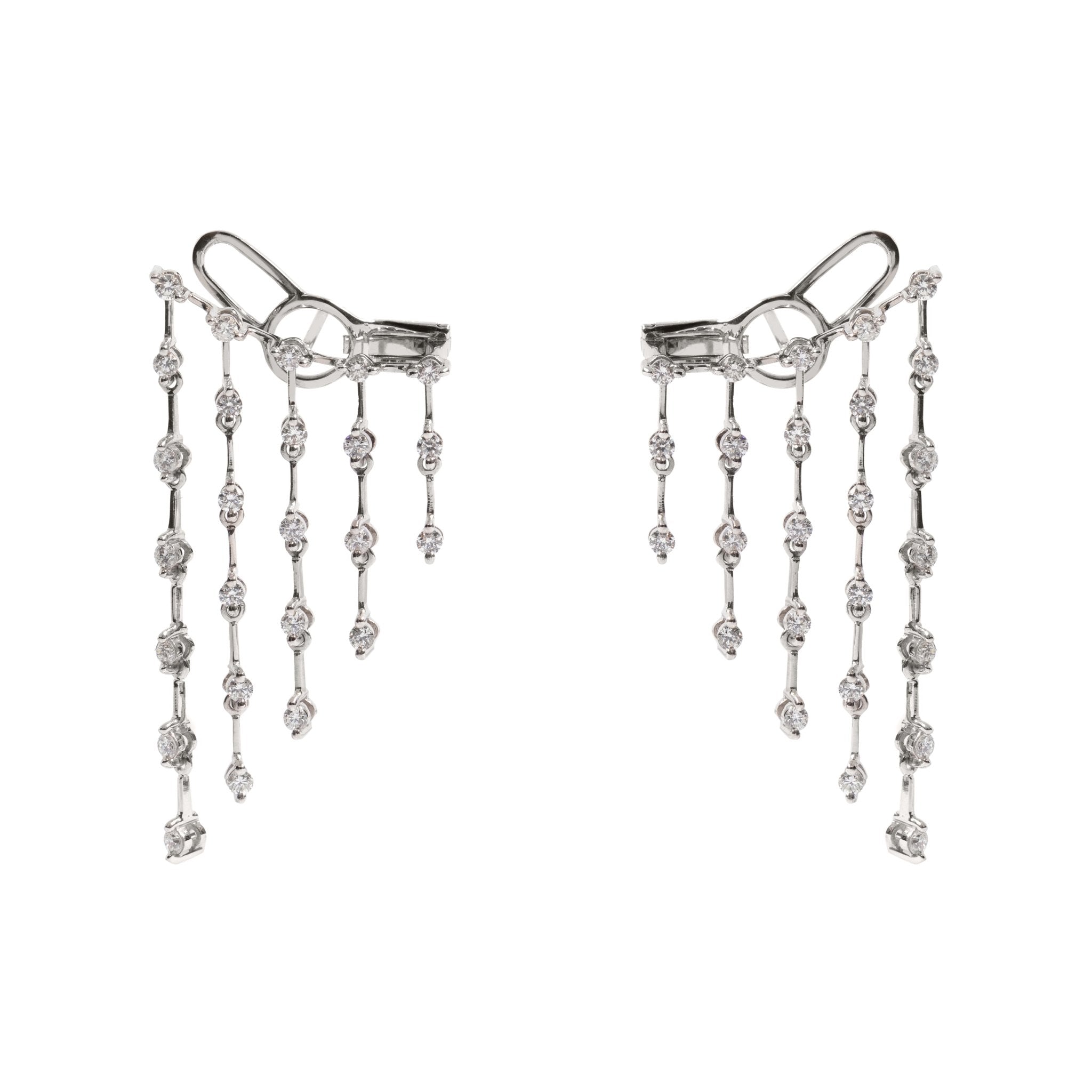 Brinco Diamond Fringe | Ouro Branco 18K e Diamantes - Jack Vartanian - Alta Joalheria