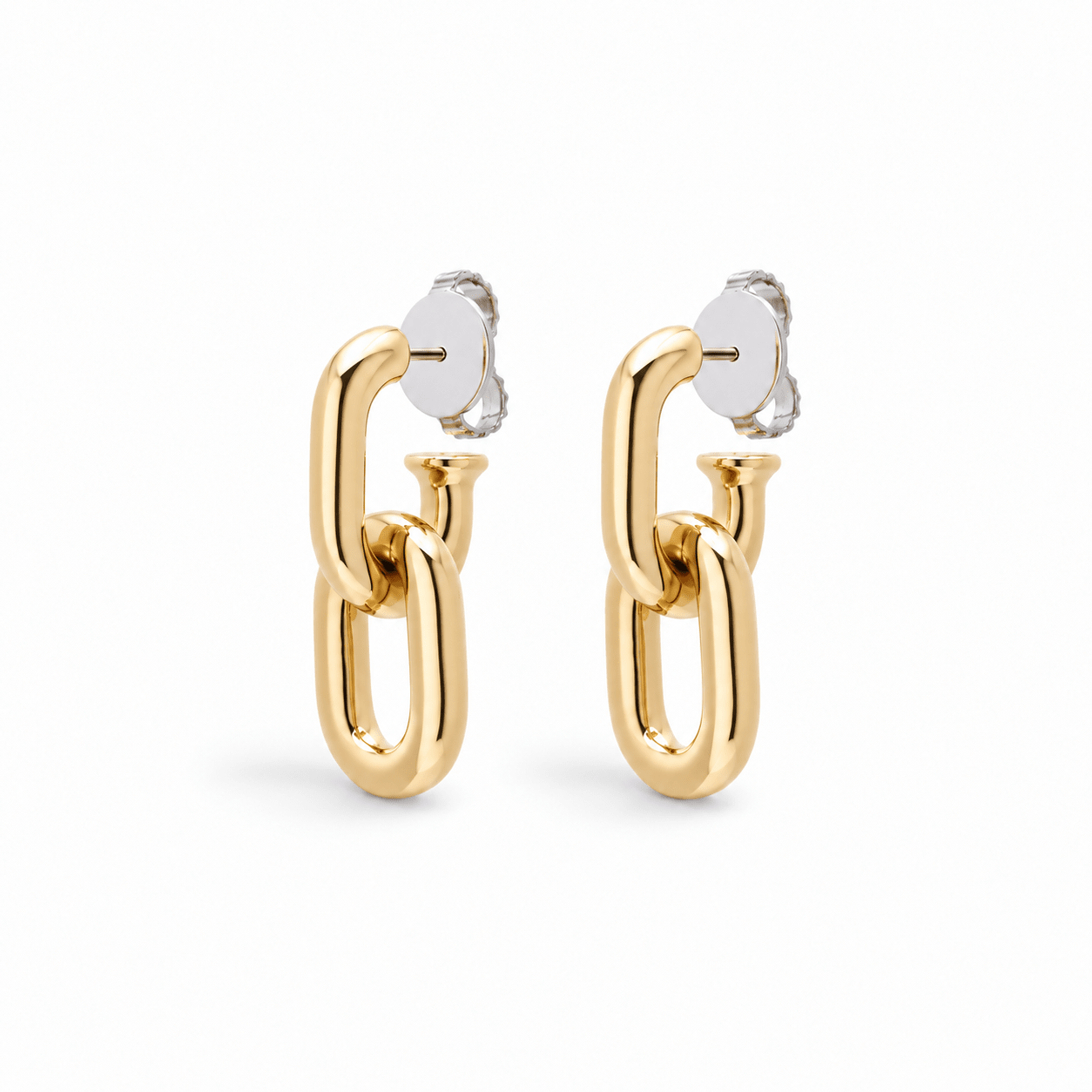 Brinco Dois Elos Pop Chain - P | Prata Com Ouro Amarelo 18k - Jack Vartanian - Longos E Franjas