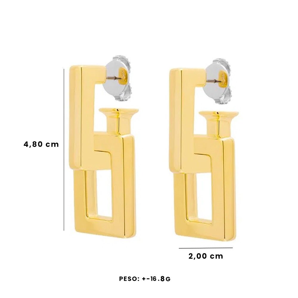 Brinco Dois Elos Rock | Prata com Ouro Amarelo 18K - Jack Vartanian - Longos E Franjas