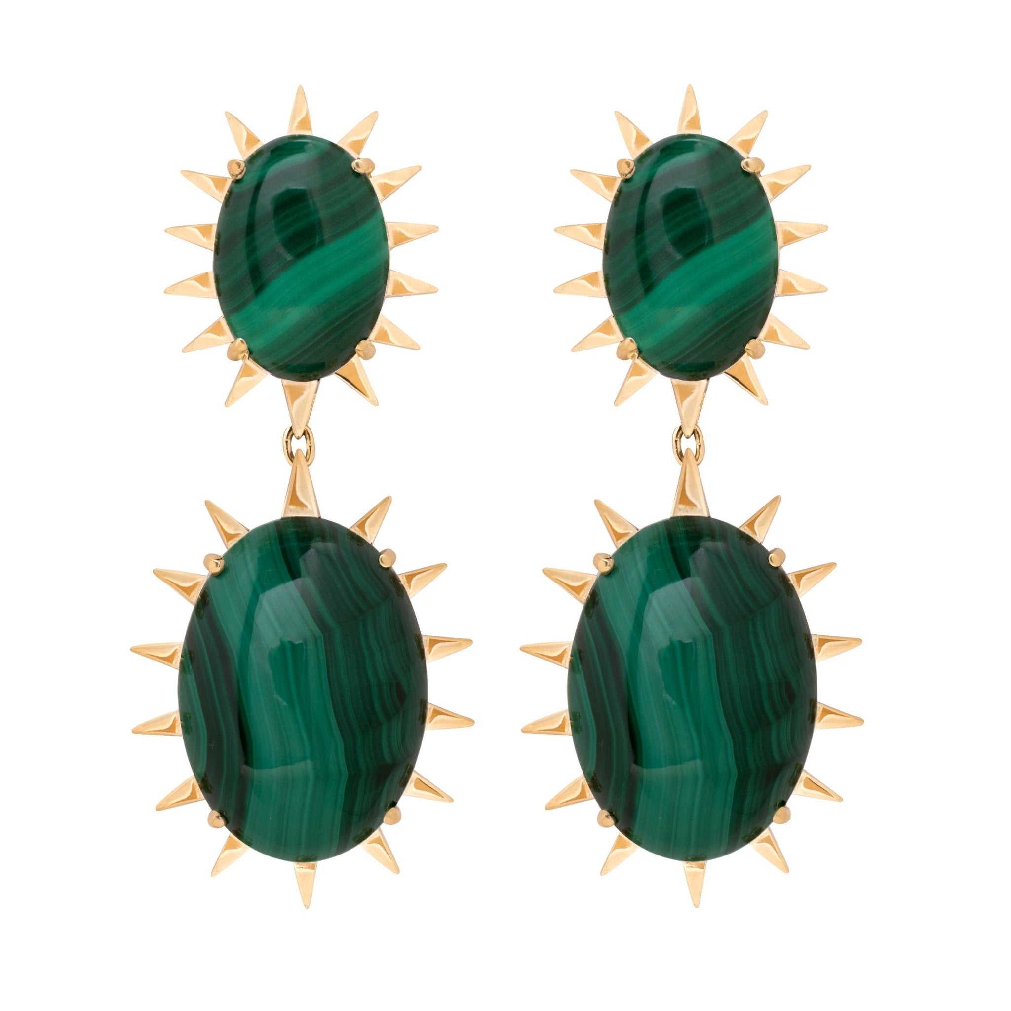 Brinco Dolce Vita De Ouro Amarelo 18K E Malaquita - Jack Vartanian - Longos E Franjas