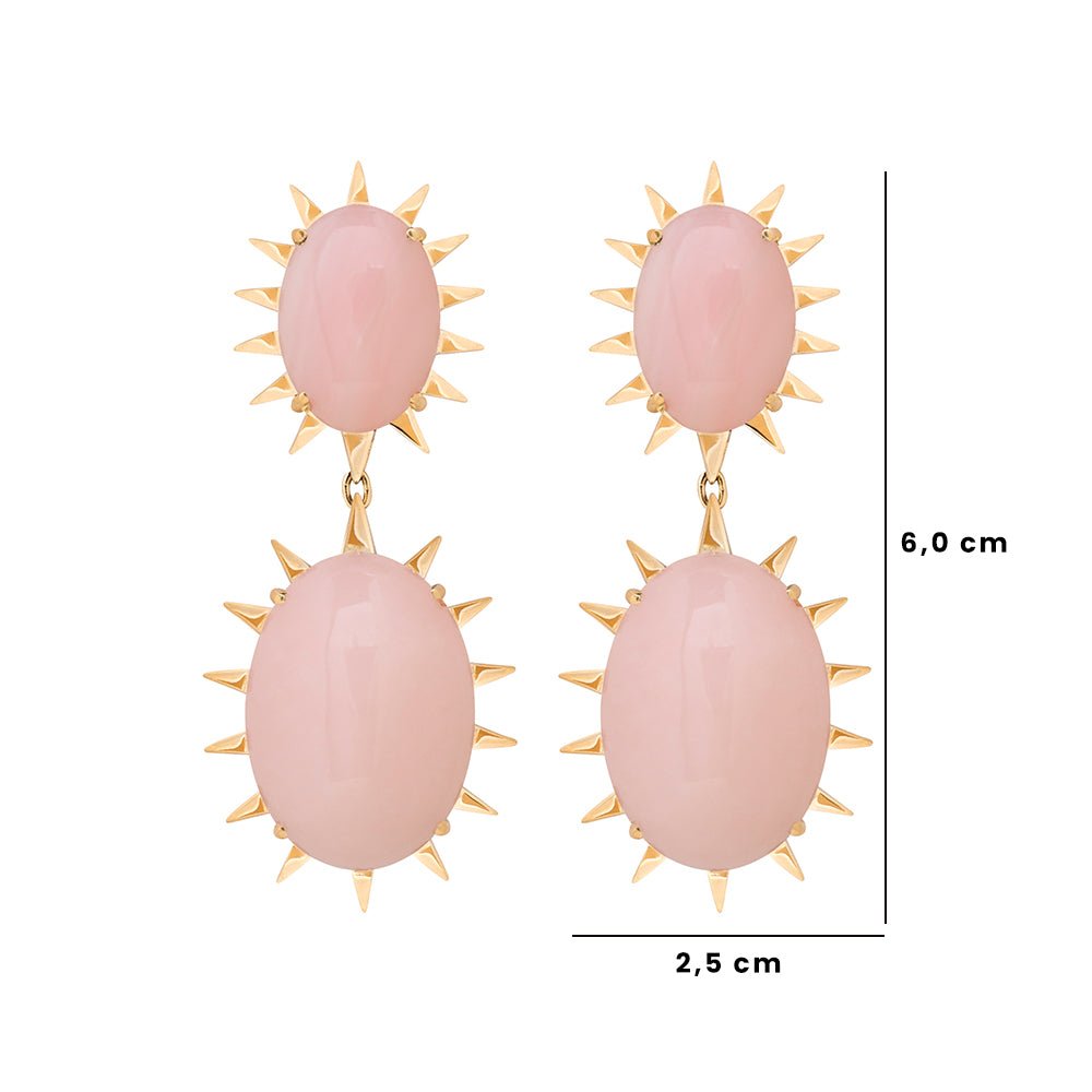 Brinco Duo Dolce | Ouro Rosa 18K e Opalas - Jack Vartanian - Longos E Franjas