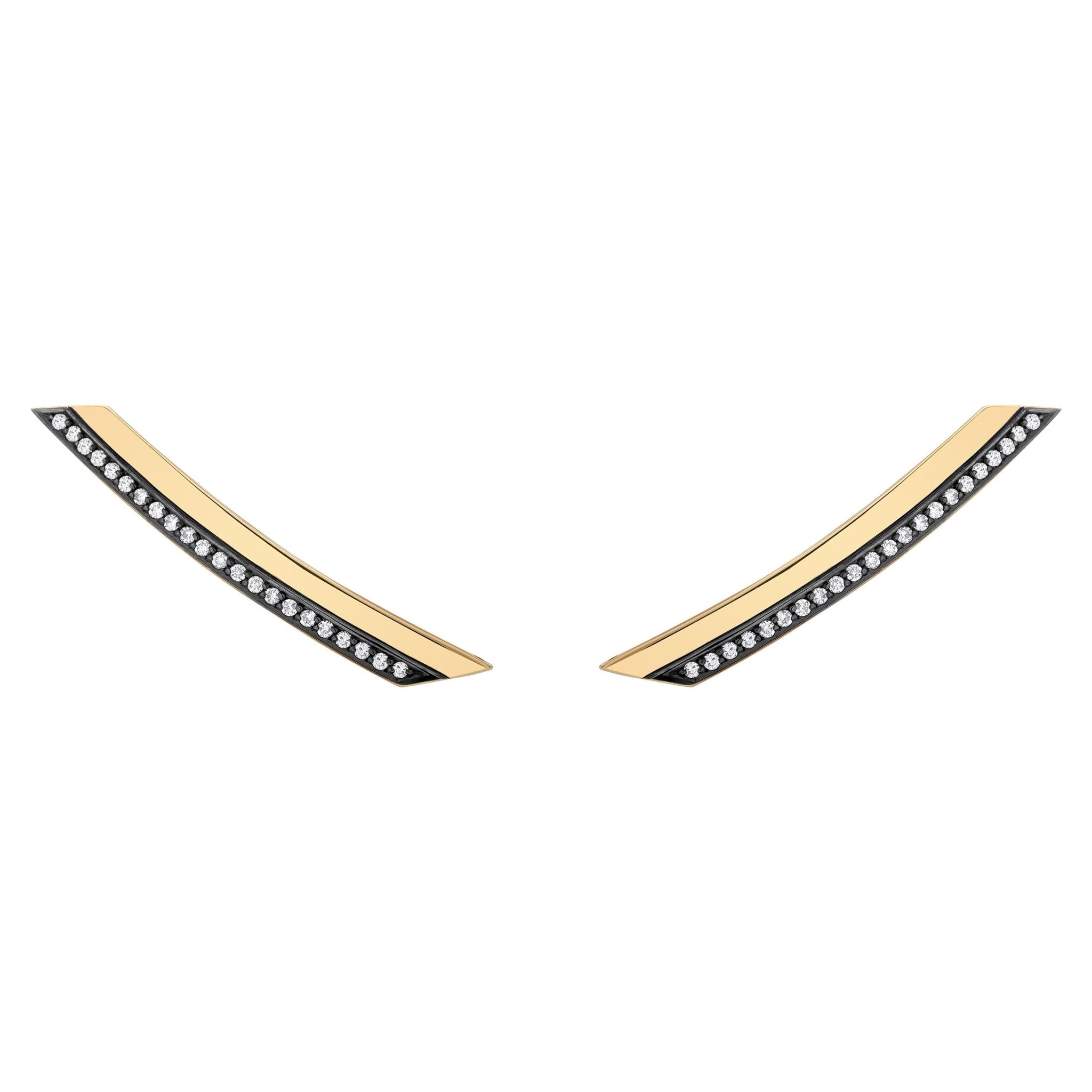 Brinco Ear Cuff Deco 2019 | Ouro Amarelo 18K com ródio negro E Diamantes - Jack Vartanian - Ear Cuffs