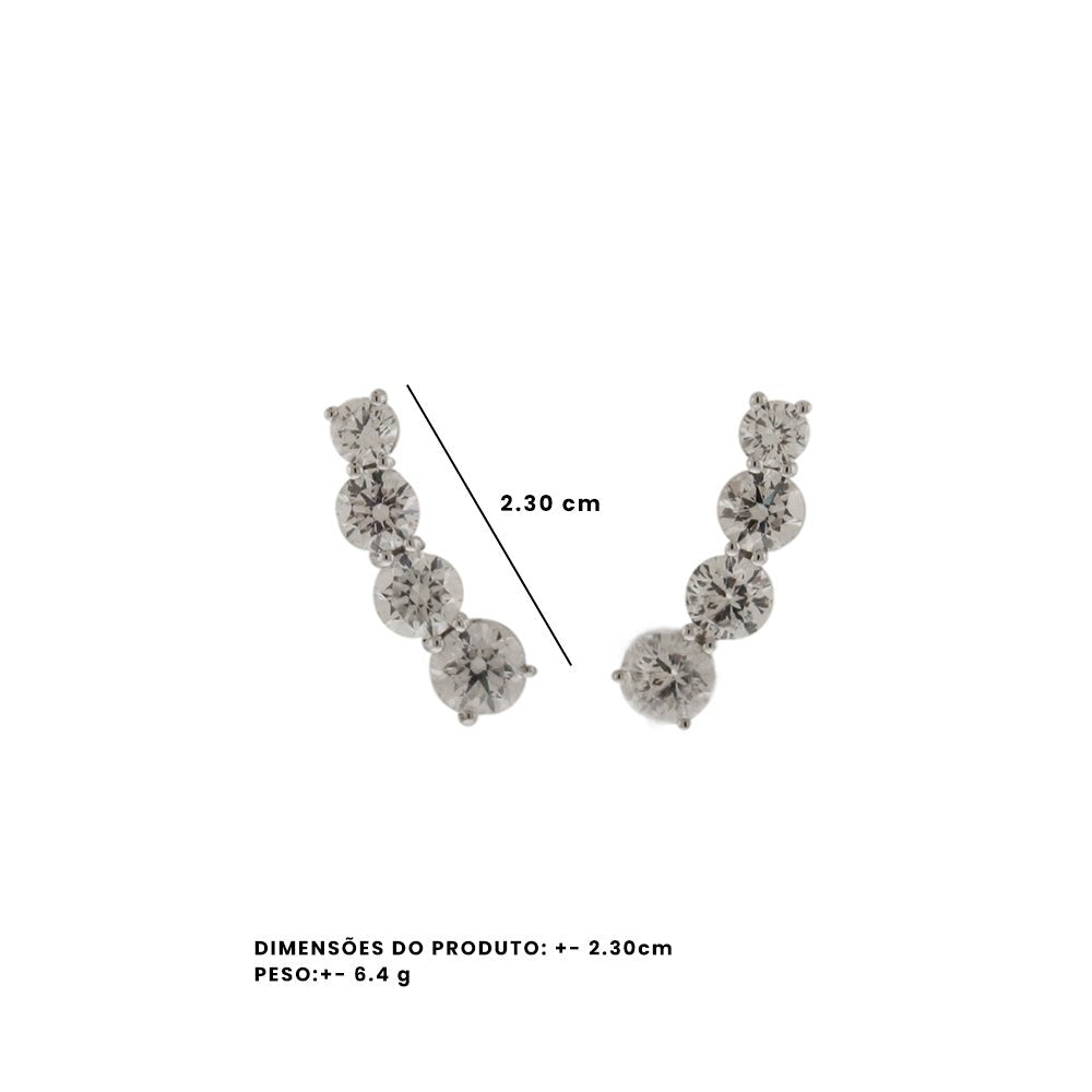 Brinco Ear Cuff Universo | Ouro Branco 18K E Diamantes - Jack Vartanian - Ear Cuffs