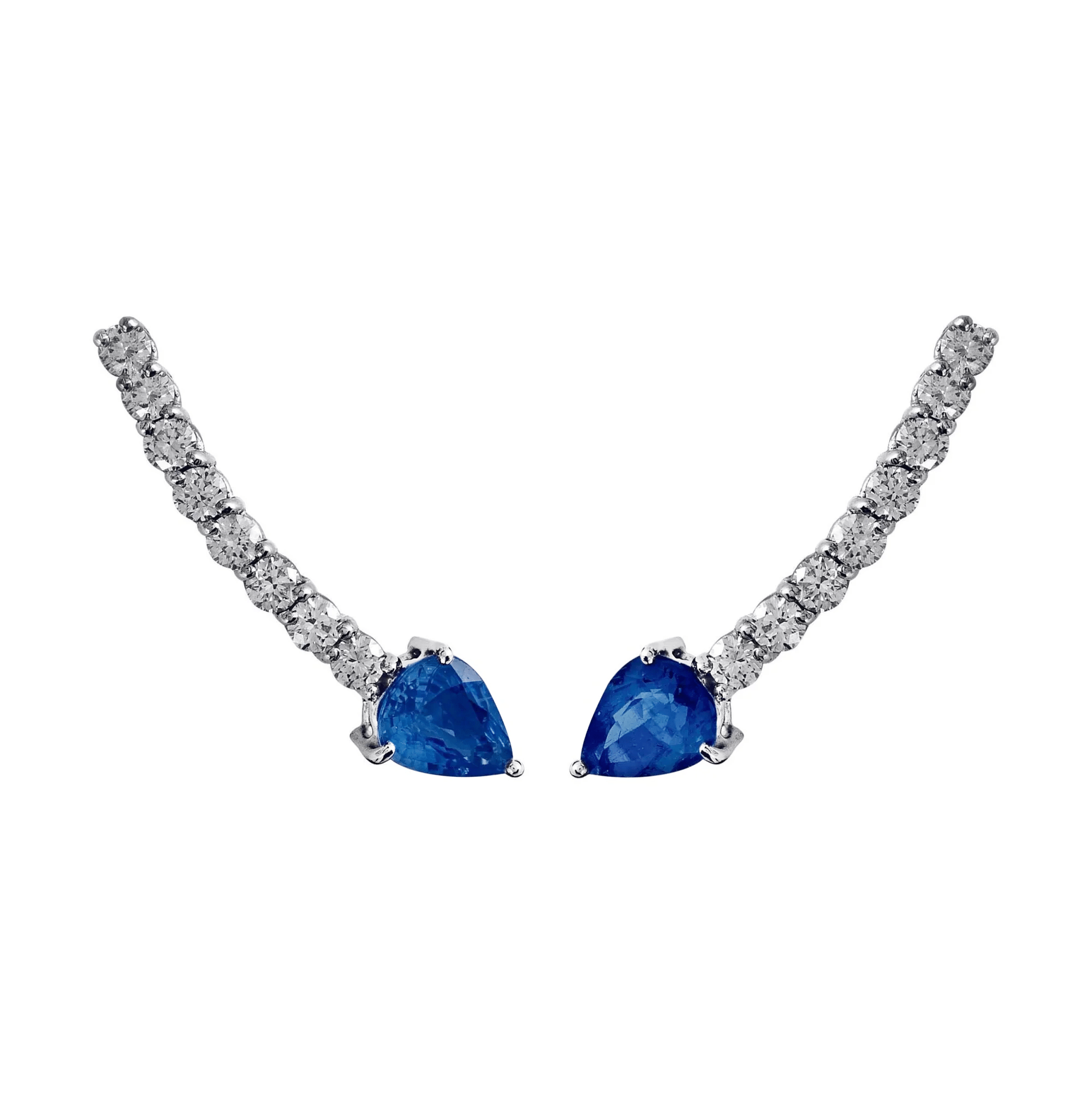 Brinco Ear Cuff Voyeur | Ouro Branco 18K com Diamantes E Safira - Jack Vartanian - Ear Cuffs