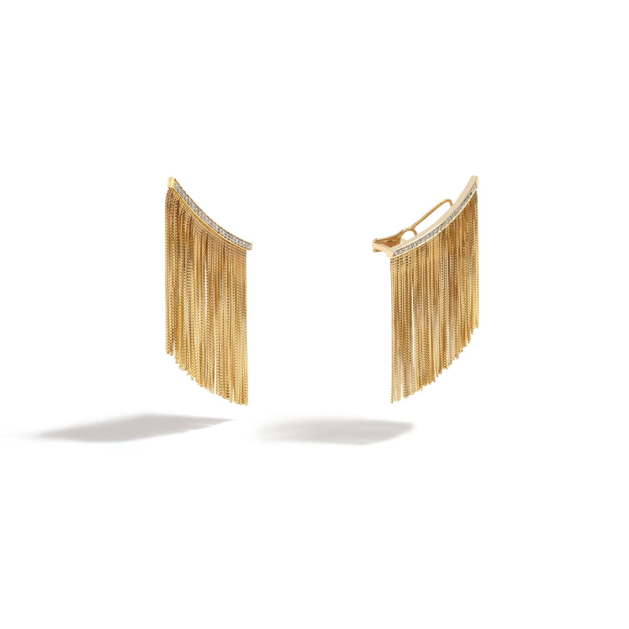 Brinco Power Fringe New Vintage | Ouro Amarelo 18K com Diamantes - Jack Vartanian - Alta Joalheria