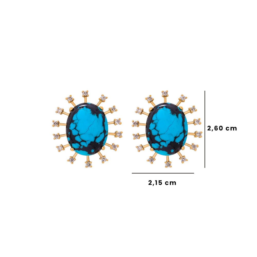 Brinco Vita | Ouro Amarelo 18K com Turquesa e Diamantes - Jack Vartanian - Lobulo