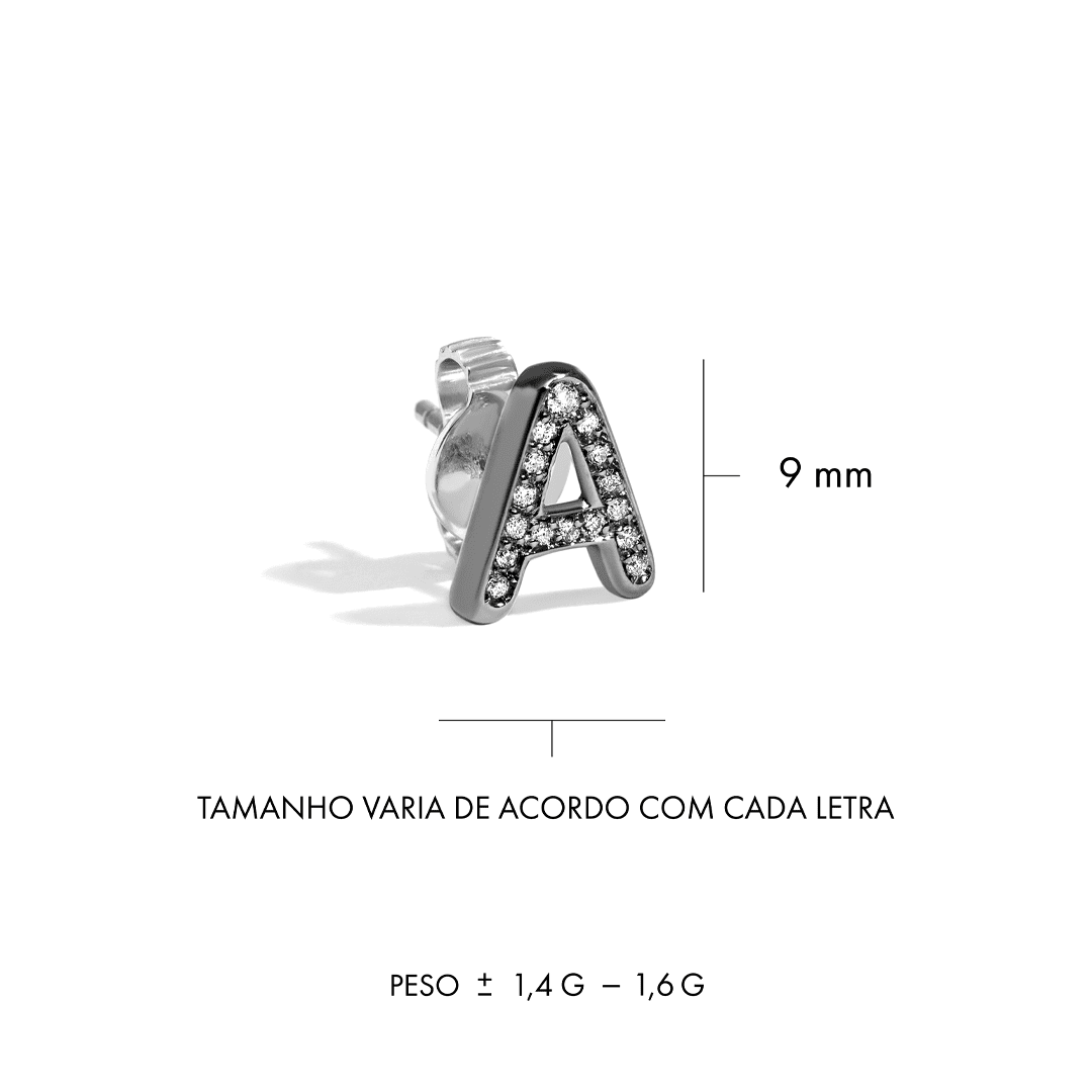 Brinco Você - UNITÁRIO | Ouro Branco 18K com Ródio Negro e Diamantes - Jack Vartanian - Lobulo