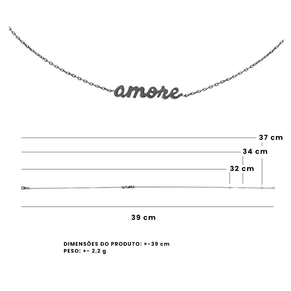 Colar Amore De Ouro Branco 18K Com Ródio Negro - Jack Vartanian - Choker E Aro