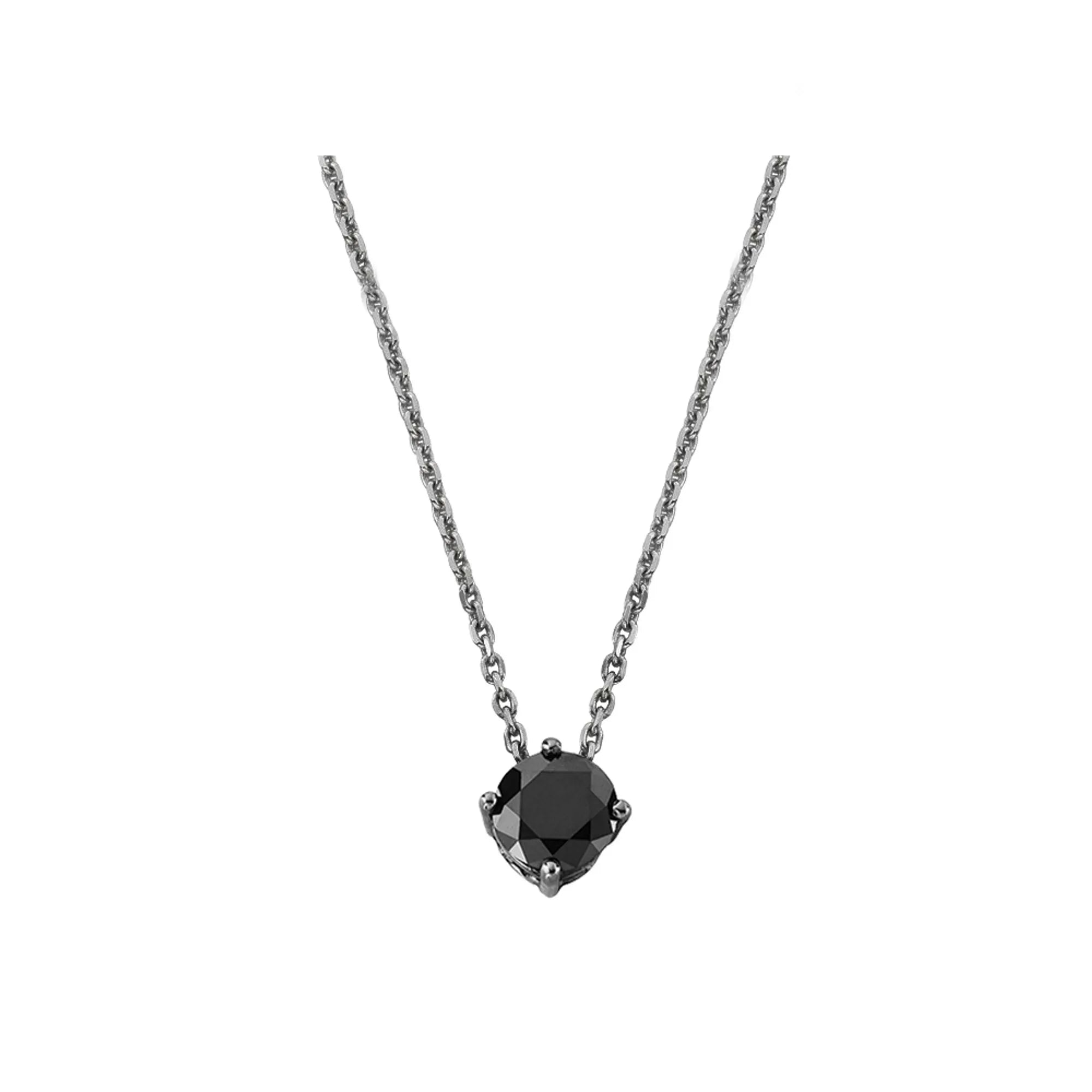 Colar Clássico De Ouro Branco 18K Com Ródio Negro E Diamante Negro - Jack Vartanian - Solitarios