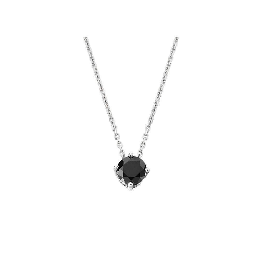 Colar Clássico De Ouro Branco 18K E Diamante Negro - Jack Vartanian - Solitarios