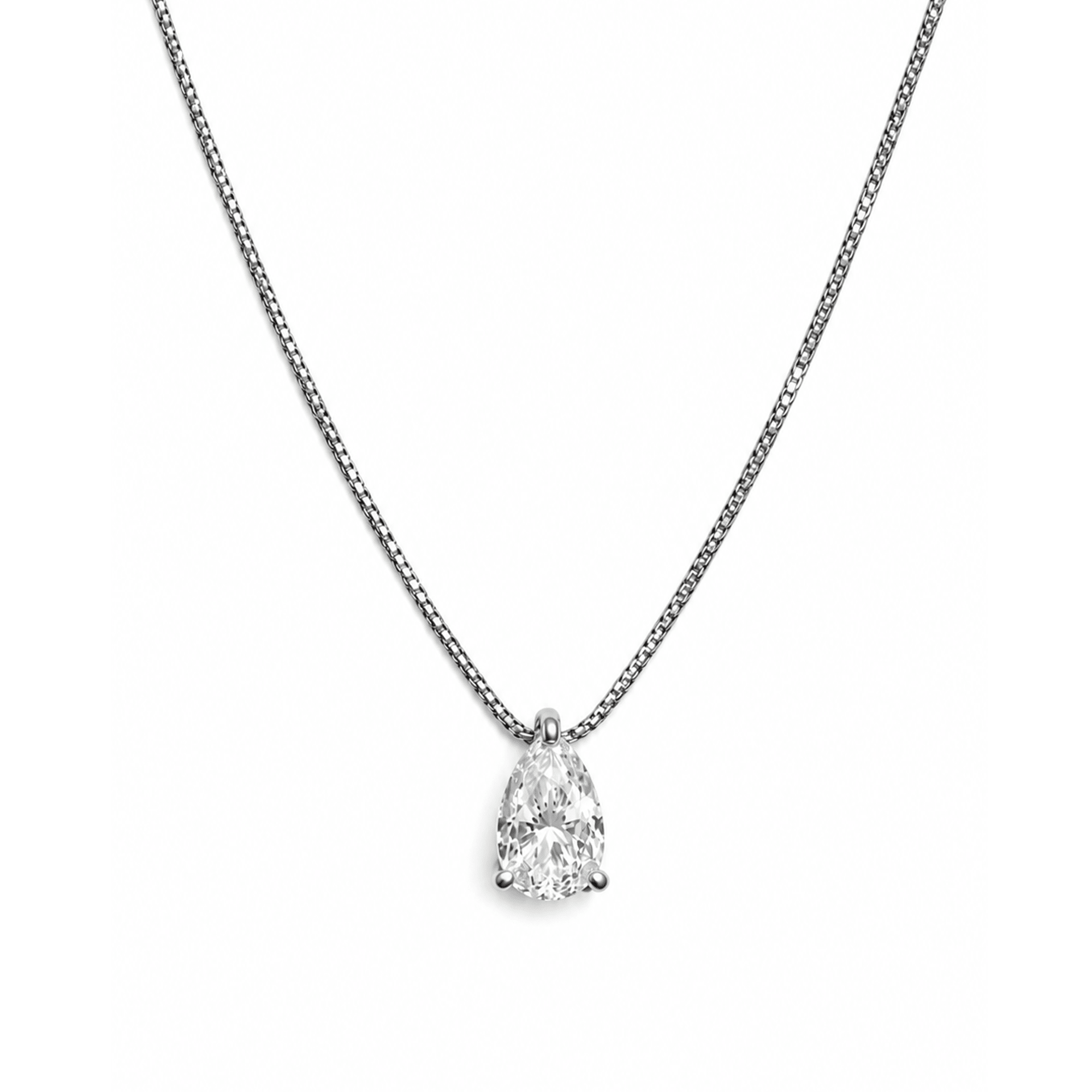 Colar Clássico Solitário Gota | Ouro Branco 18K com Diamante - Jack Vartanian - Alta Joalheria