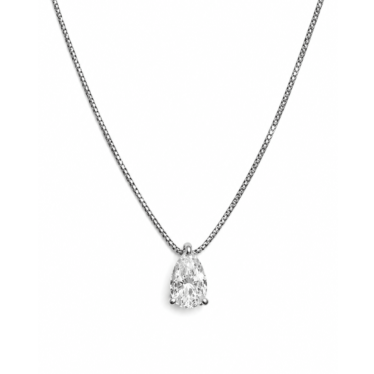 Colar Clássico Solitário Gota | Ouro Branco 18K com Diamante - Jack Vartanian - Alta Joalheria