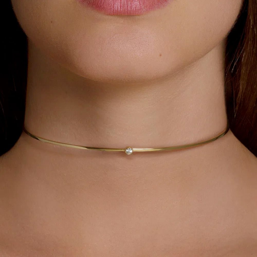 Colar Love Ny De Ouro Amarelo 18K E Diamante - P - Jack Vartanian - Choker E Aro