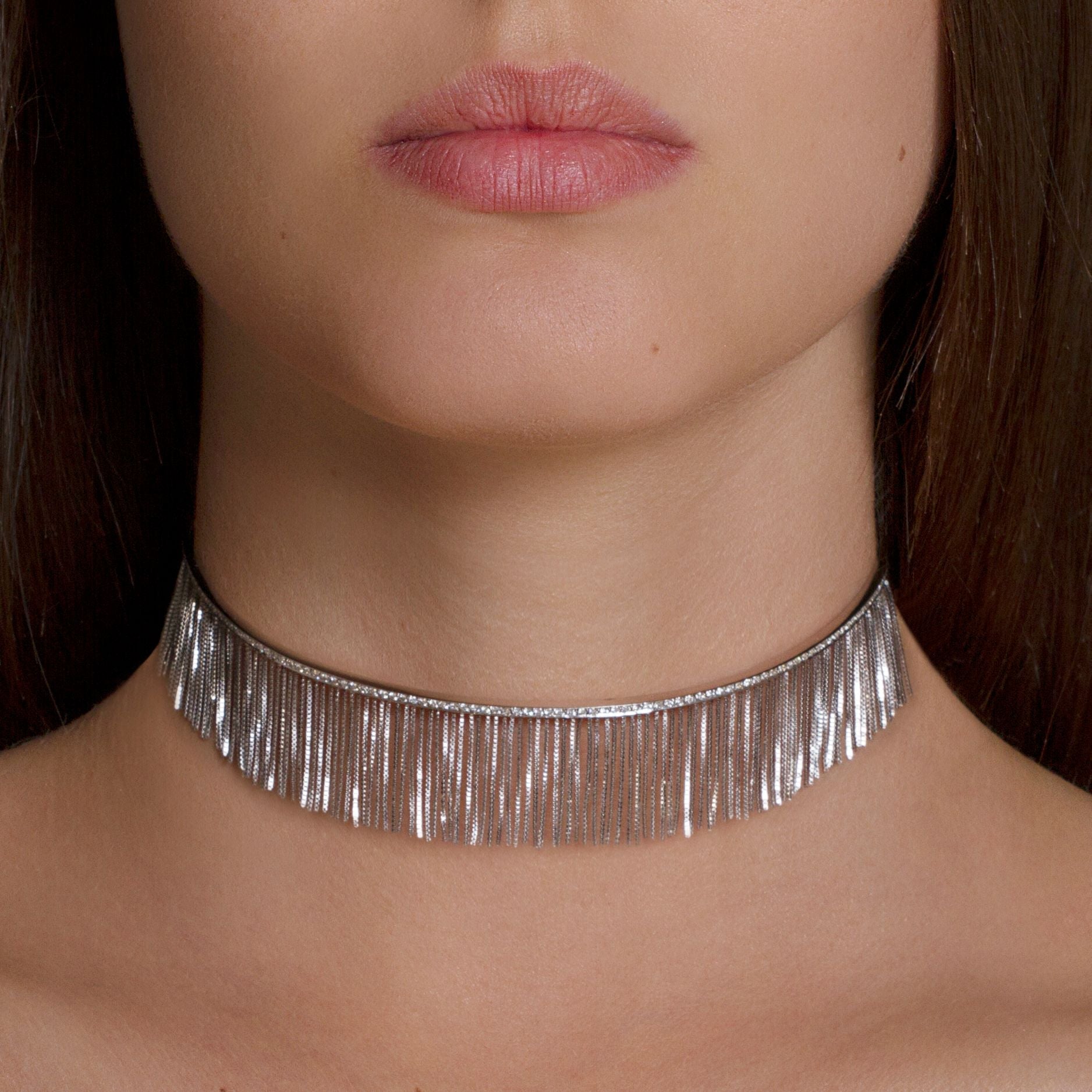 Colar Love NY De Ouro Branco 18K E Diamante - Jack Vartanian - Choker E Aro